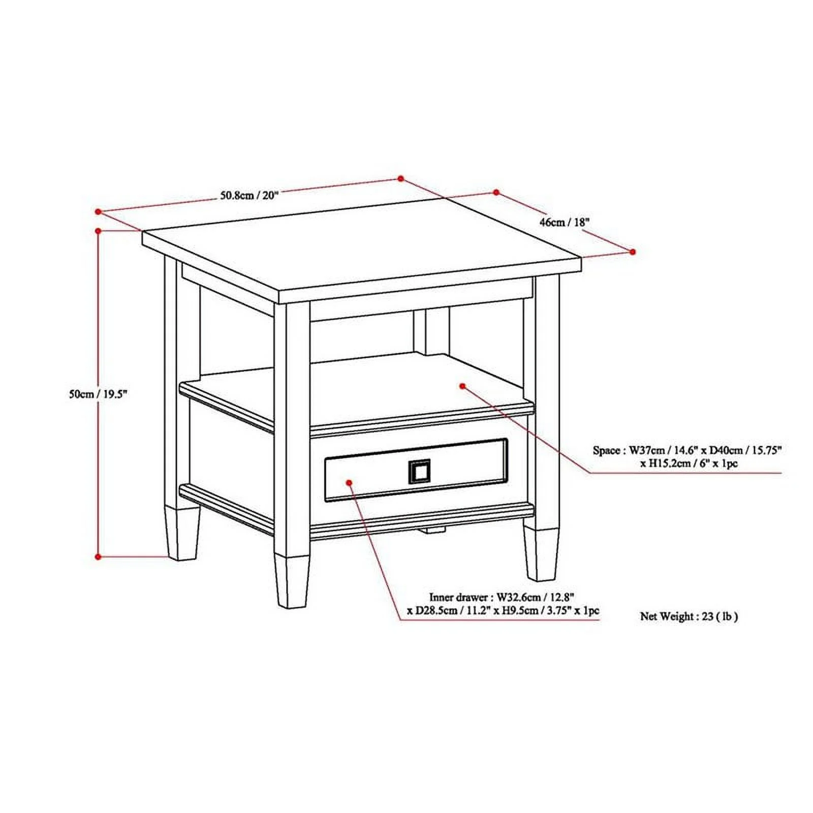 Home Square 2-Piece Wood 20
