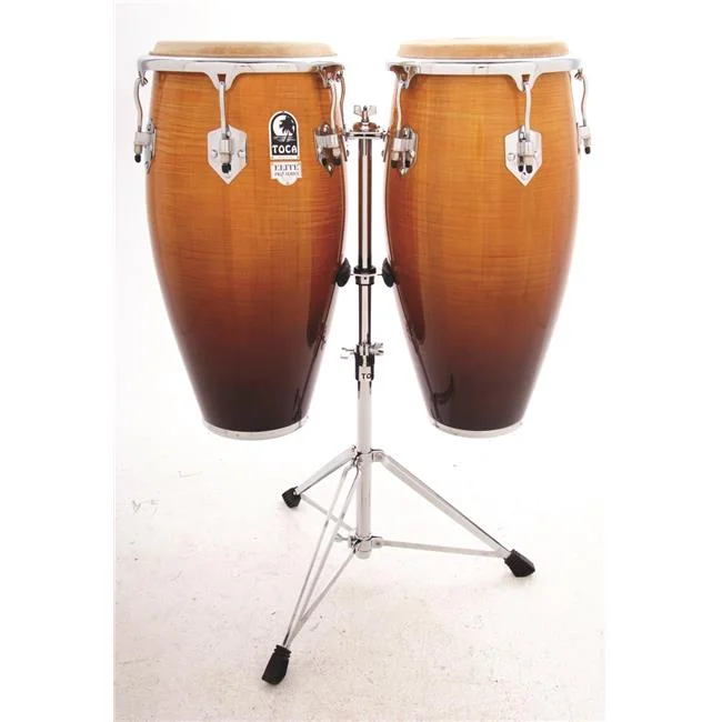 Toca  Elite Pro Wood Conga Set with Stand, Natural Maple Fade