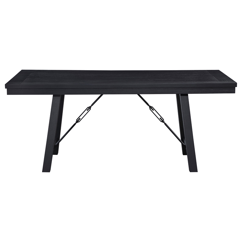 Pemberly Row Modern Wood Rectangular Trestle Dining Table in Black