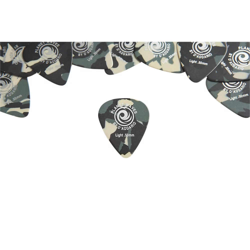 D'Addario Planet Waves Camouflage Celluloid Guitar Picks Light 25 Pack
