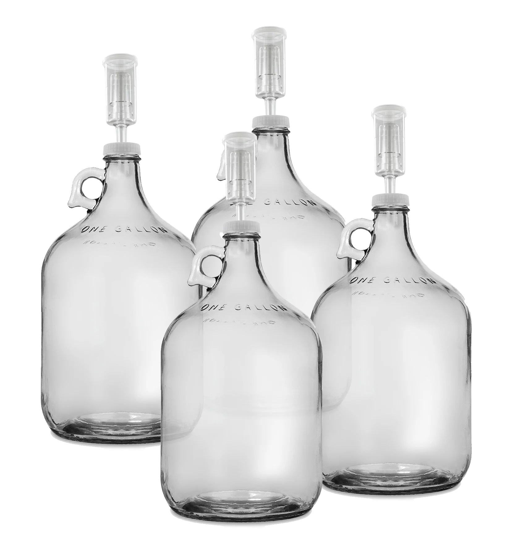 Home Brew Ohio One Gallon Glass Jug with 38mm Cap with Hole and Airlock Set of 4