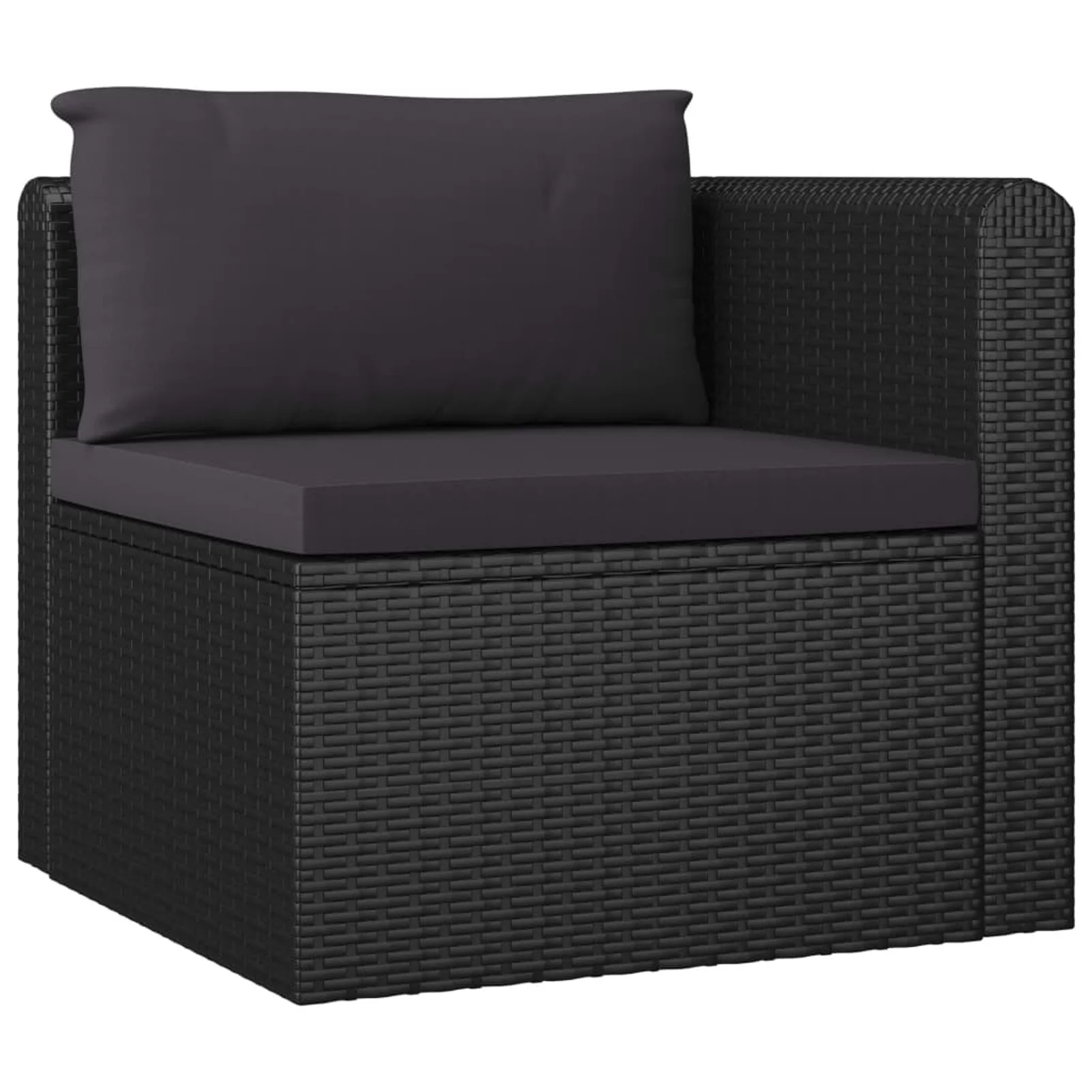 Walmeck 11 Piece Patio Set with Cushions Poly Rattan Black