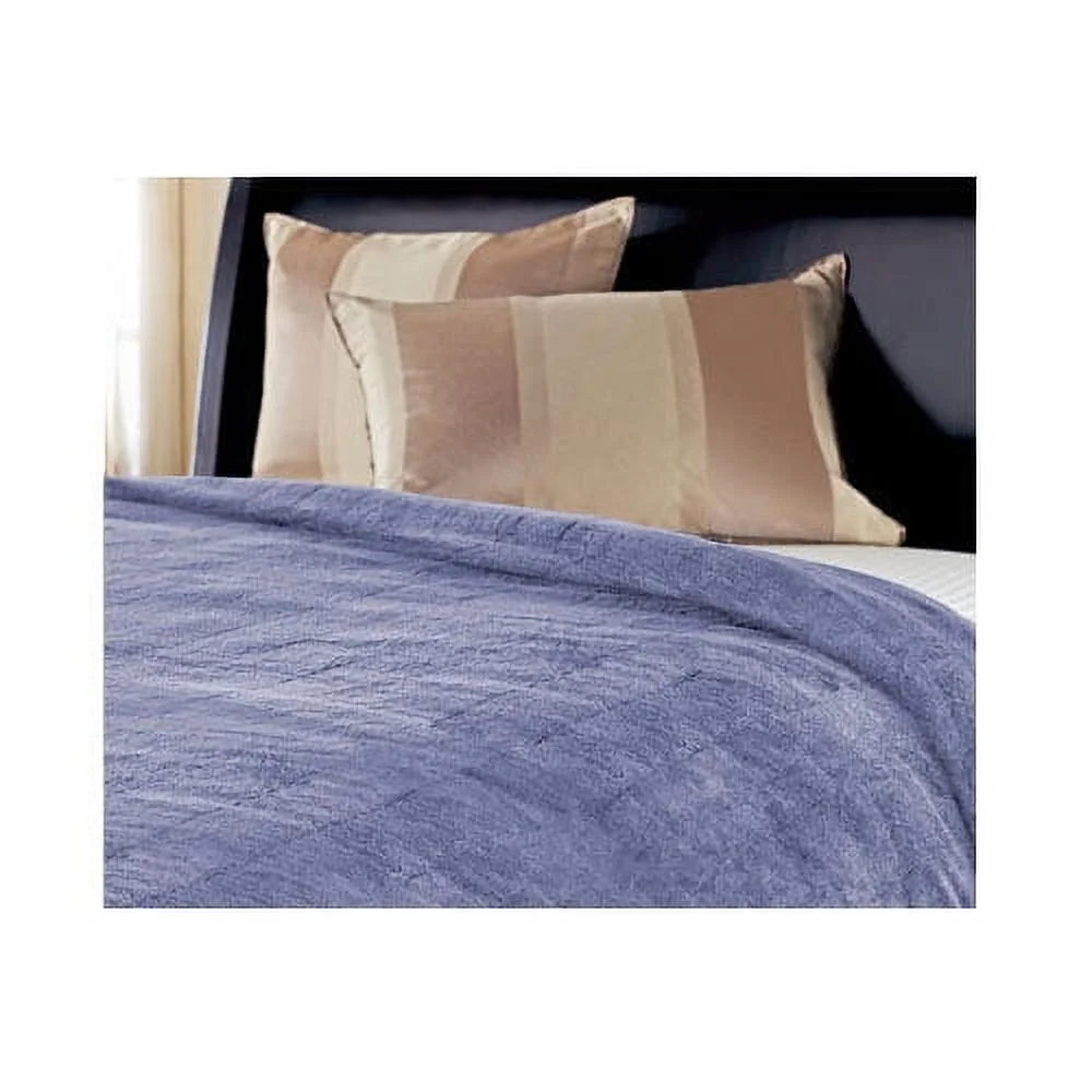 Sunbeam Heated Electric Blanket Channeled Microplush Twin Size Lagoon Blue
