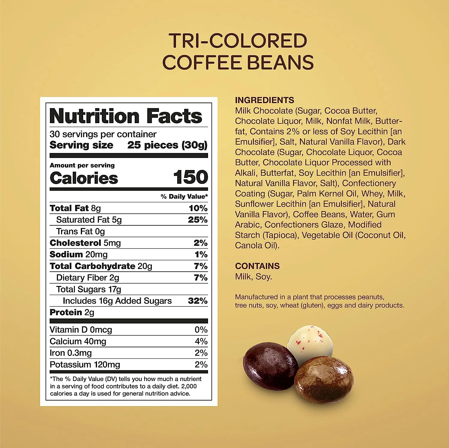 Funtasty Chocolate Covered Espresso Coffee Beans Tri-Colored, 2 Pound Pack