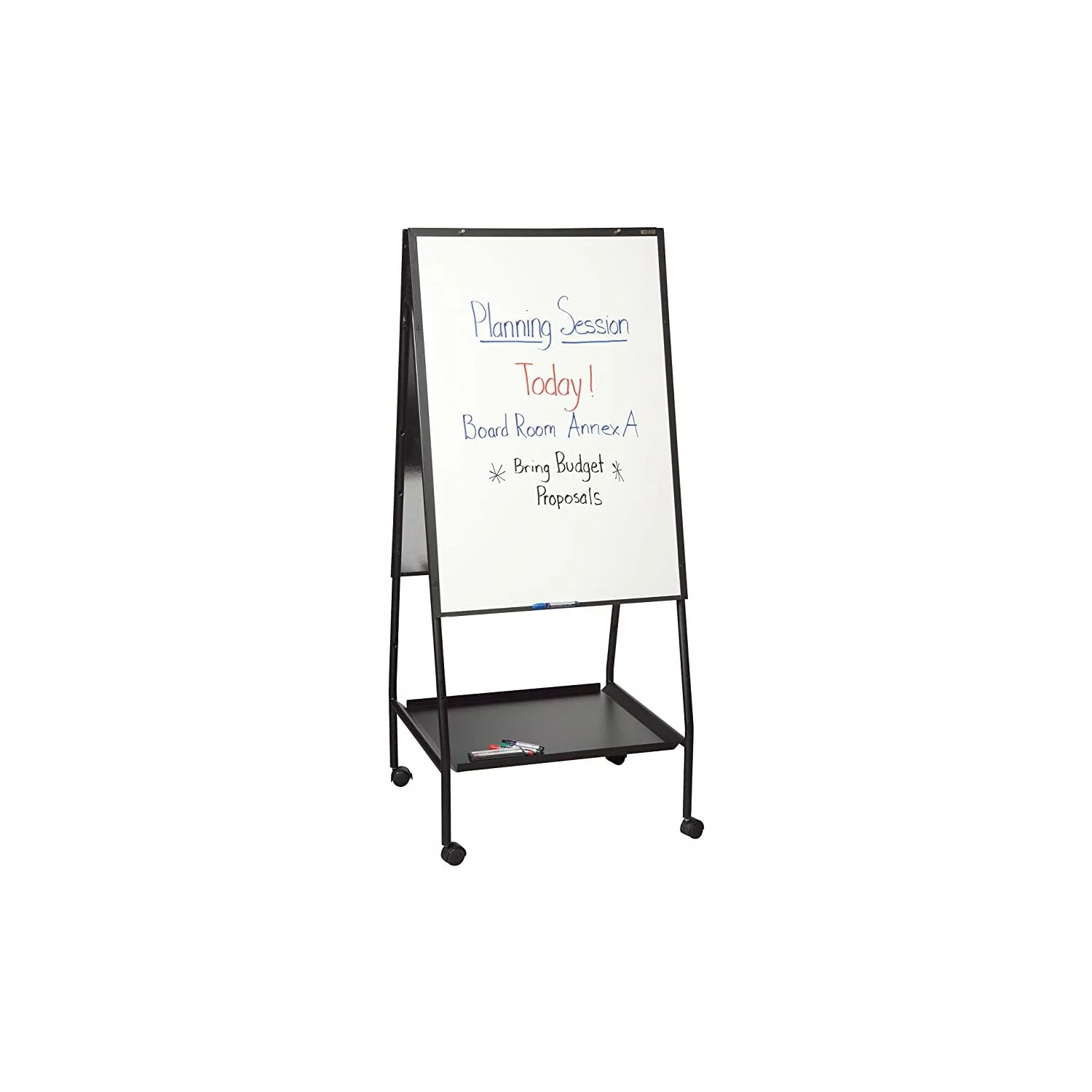 Best-Rite Wheasel Easel Dry-Erase Board, Porcelain-on-Steel, 28 3/4 x 59 1/2, White/Black