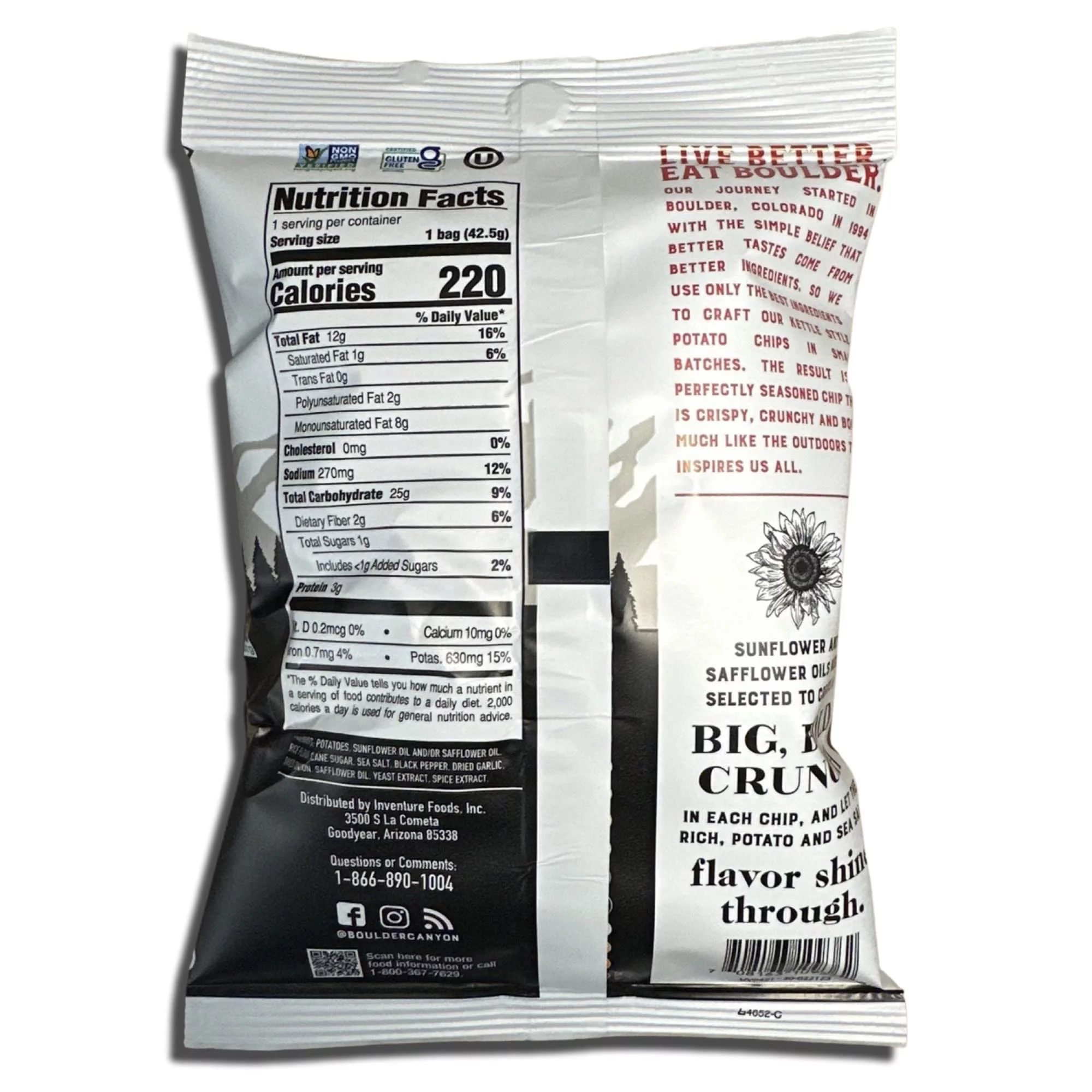 (2 pack) Kettle Style Potato Chips from Boulder | 1.5 Oz | (Cracked Pepper, 10 Bags)