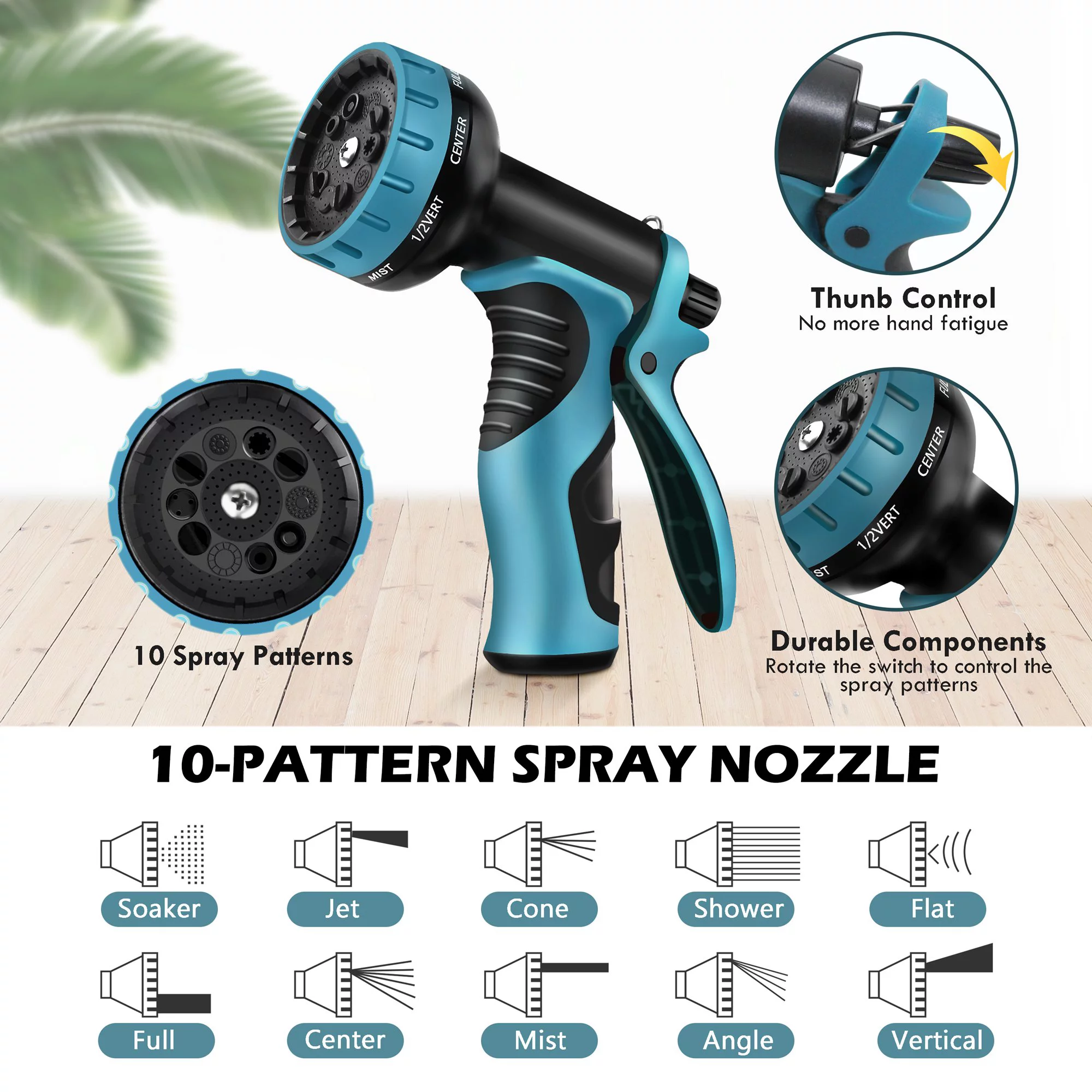 Garden Hose 100FT Water Hose with 10 Function Nozzle