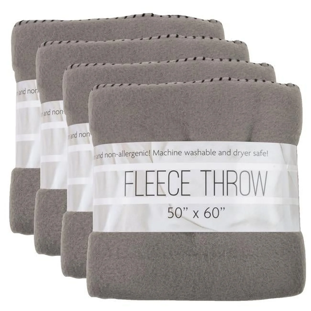 50 x 60 in. Fleece Throw Blankets, Grey - Pack of 24