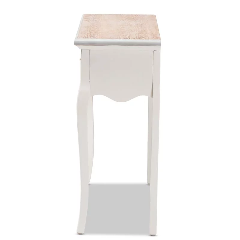Bowery Hill Two Tone Oak and White Wood 2-Drawer Console Table