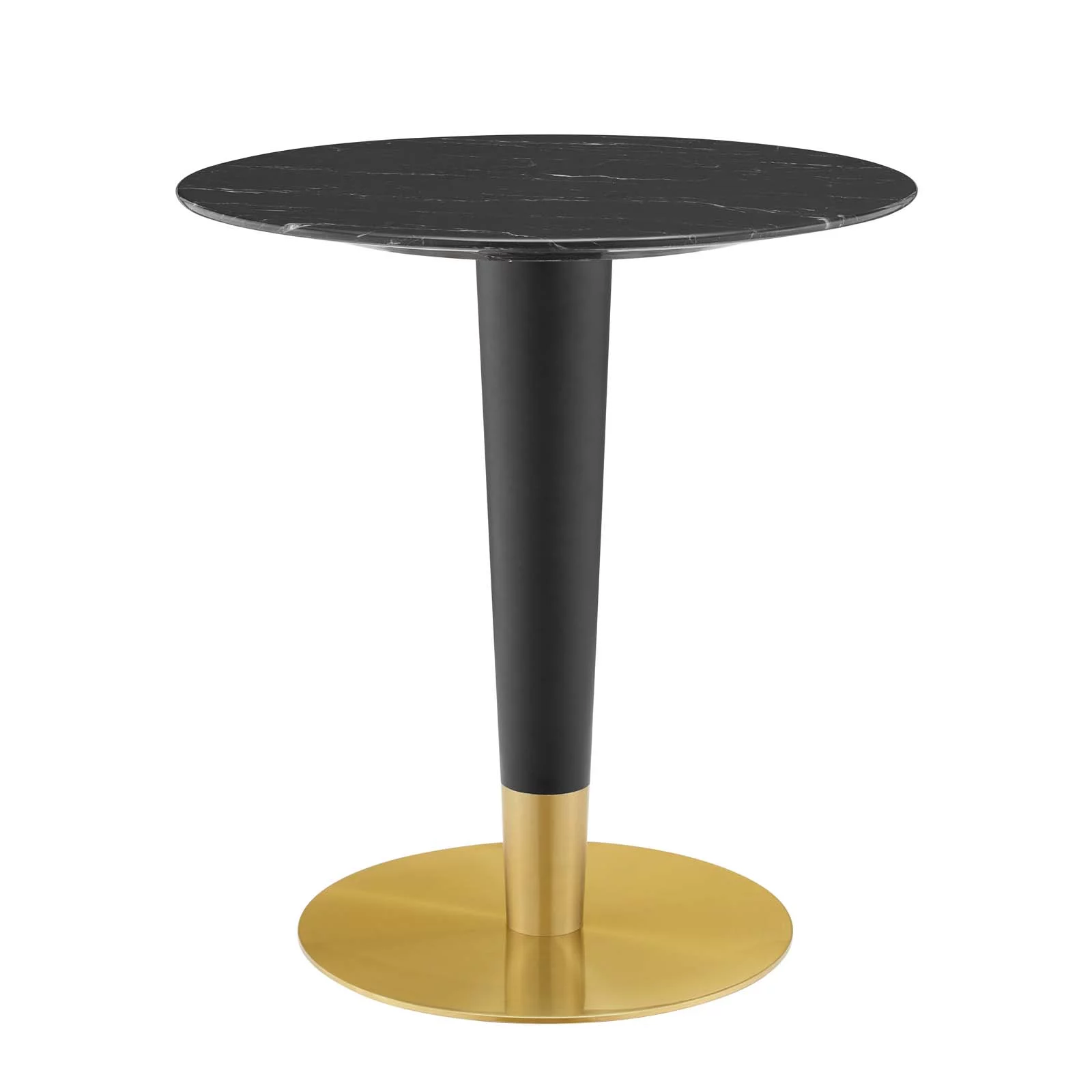 Dining Table, Round, Artificial Marble, Metal Steel, Gold Black, Modern Contemporary Urban Design, Kitchen Room Cafe Bistro Restaurant Hospitality