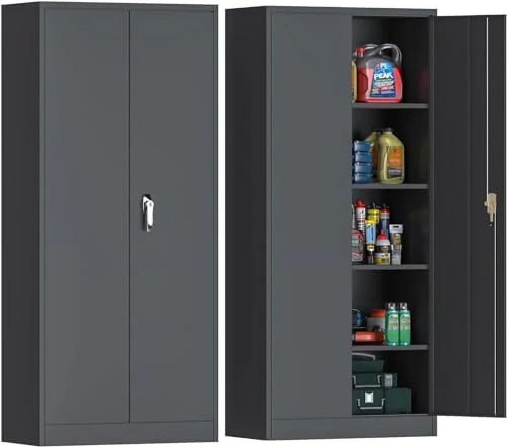 NTTBOBOEC Metal  Cabinet with Locking Doors and Shelves  White Office File Cabinet with Lock  Tall Lockable Steel Supply Cabinet Locker for Home  School  Gym  Large Capacity