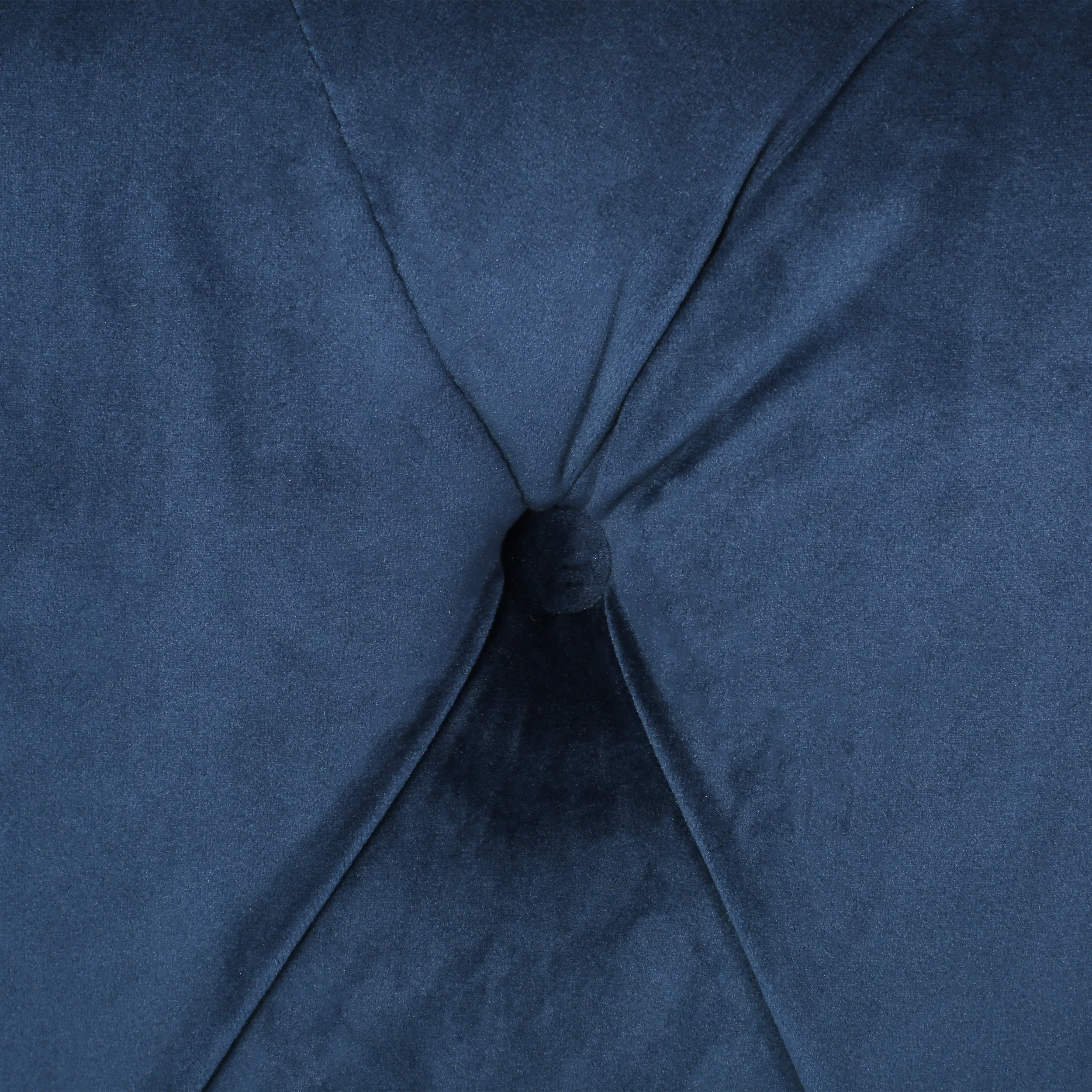 Kaung Modern Glam Round Tufted Velvet Ottoman, Blue