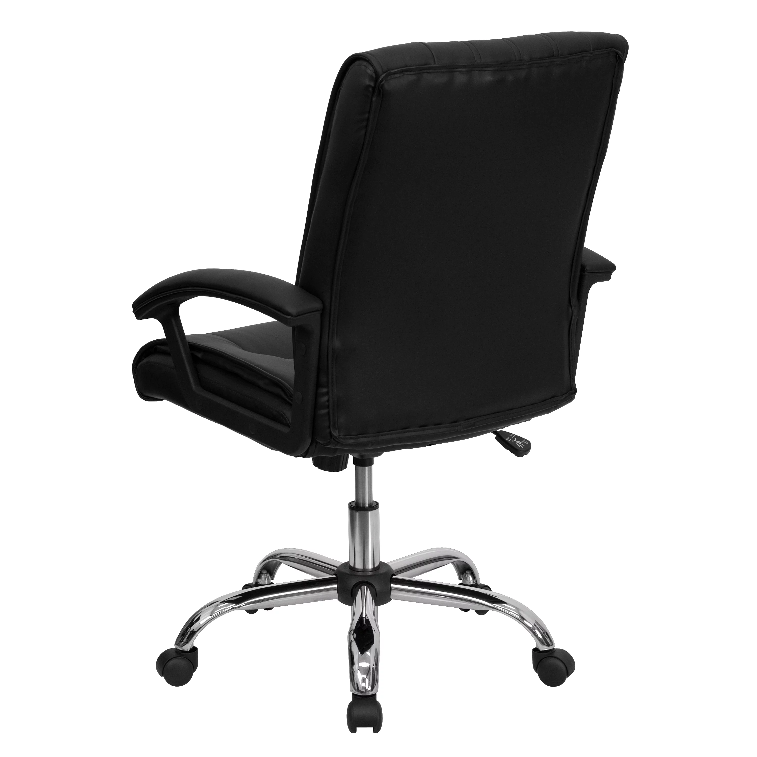 Emma + Oliver Mid-Back Black LeatherSoft Swivel Manager's Office Chair with Arms