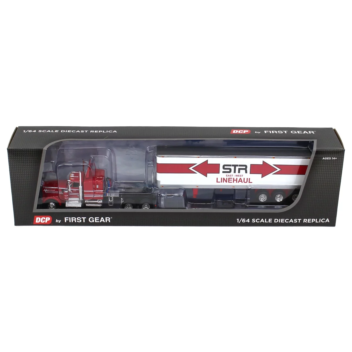 First Gear DCP 1/64 Red & White Kenworth W900A w/ 40' Tri-axle Dry Van, STR East-West Linehaul 60-1332