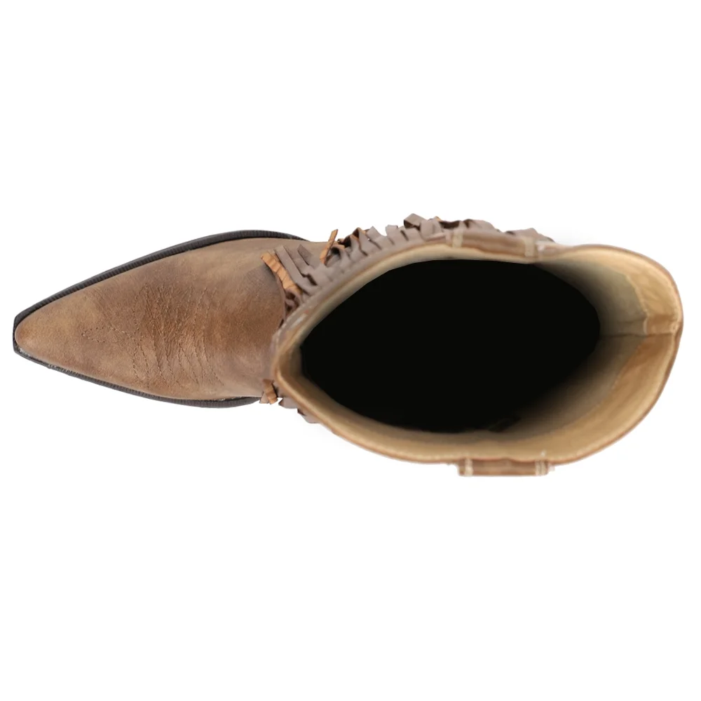 Roper  Womens Fringes Snip Toe Cowboy  Casual Boots   Mid Calf Mid Heel 2-3