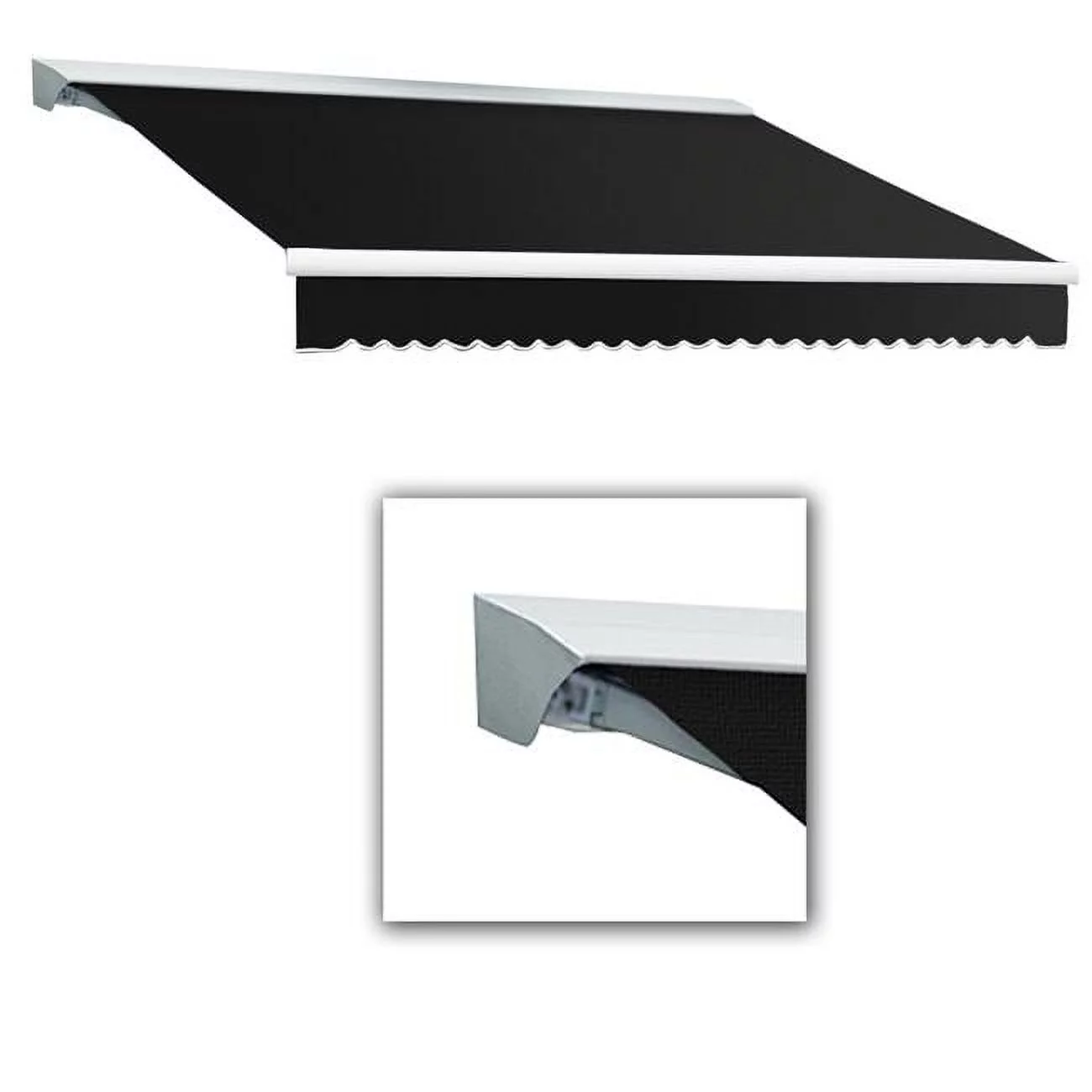 Awntech DM18-US-K 18 ft. Destin with Hood Manual Retractable Awning, Black - 120 in.