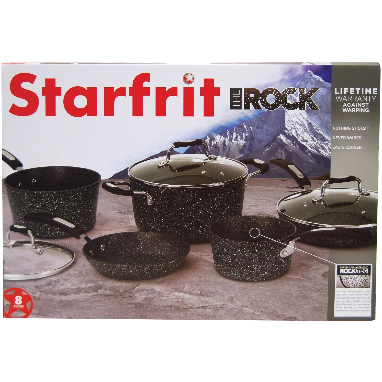 The Rock By Starfrit 8PC Set With Bakelite Handles with 6