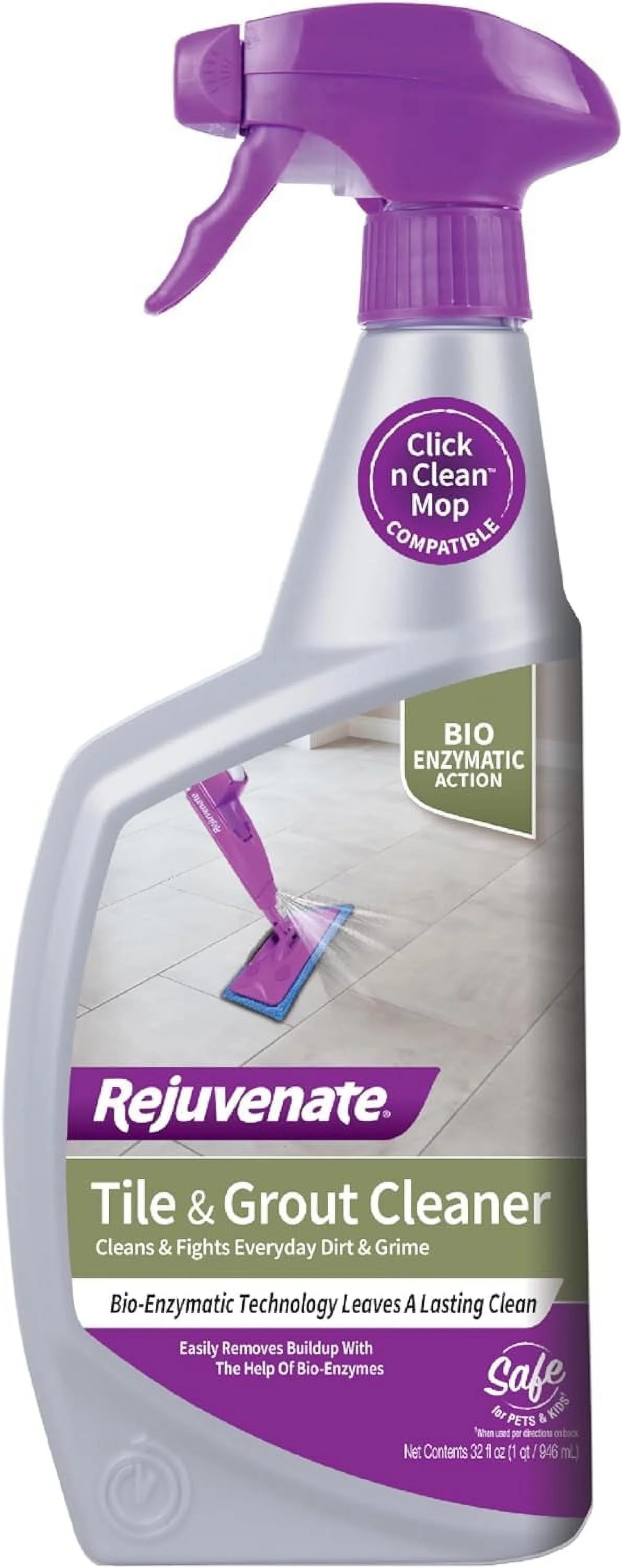 Rejuvenate Bio-Enzymatic Scrub Free Tile and Grout Cleaner Lightens and Brightens Every Time (32oz) 32 Fl Oz (Pack of 1) 1 Pack