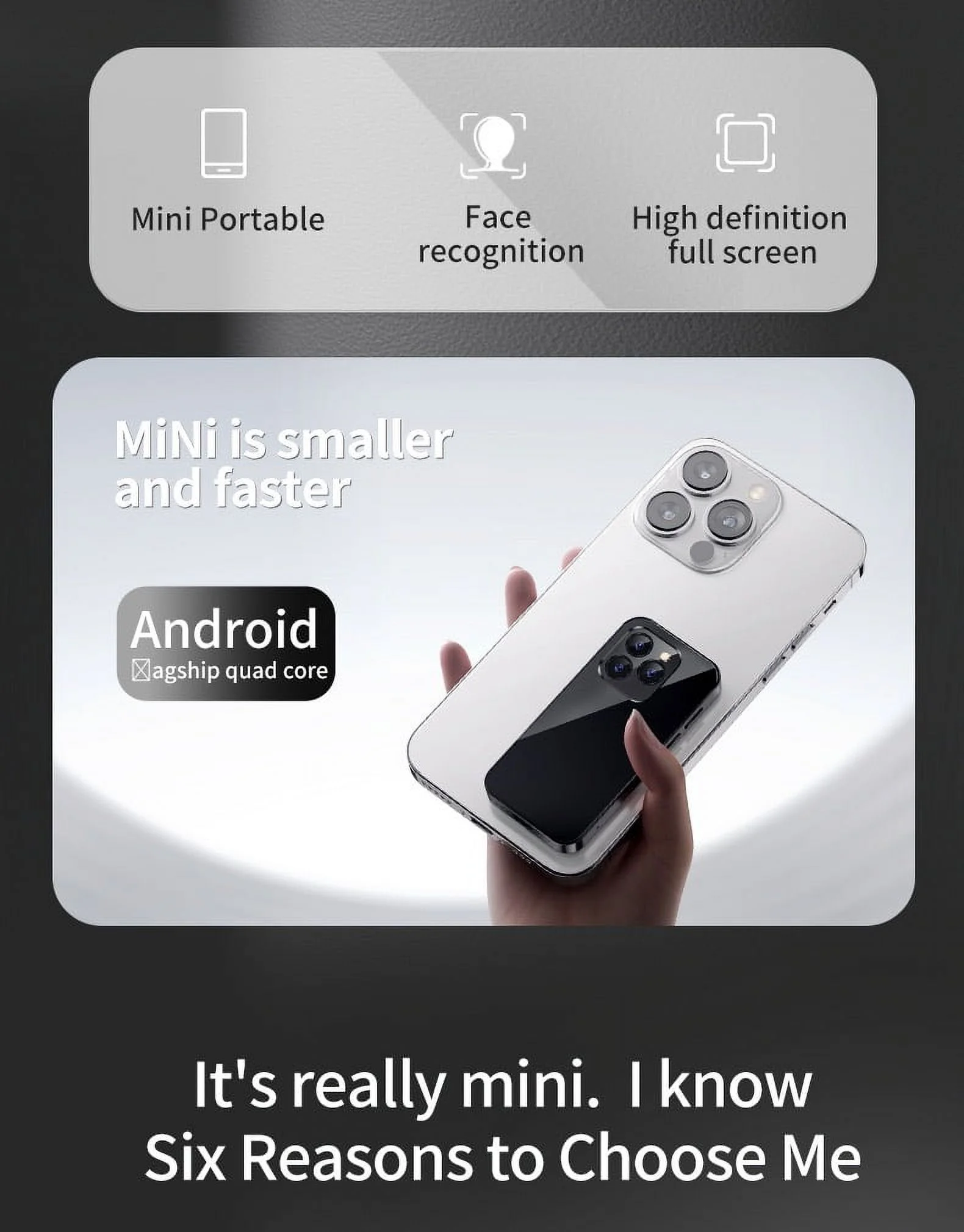 Pink Mini Phone 4G XS14Pro Mini Smartphone 3.0 Inch Android 9.0 Unlocked Quad Core Dual Sim 2GB RAM 16GB ROM Mini Cell Phone Display 2600mAh Small Mobile Phone for Student