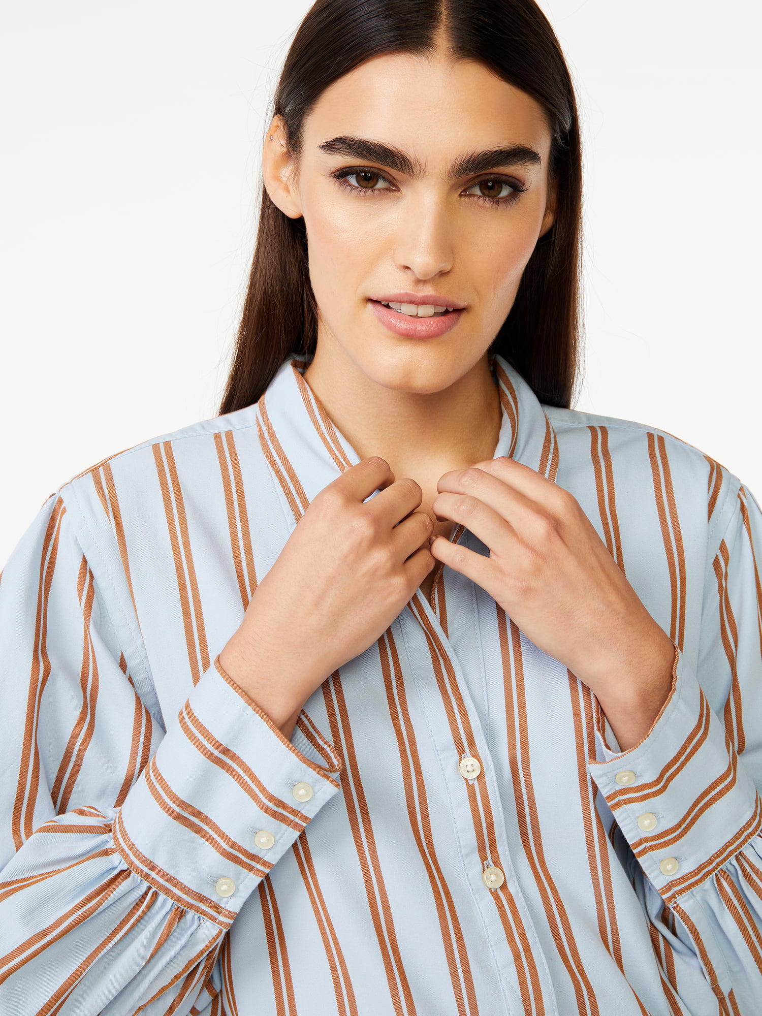 Free Assembly Women's Shift Mini Dress with Blouson Sleeves