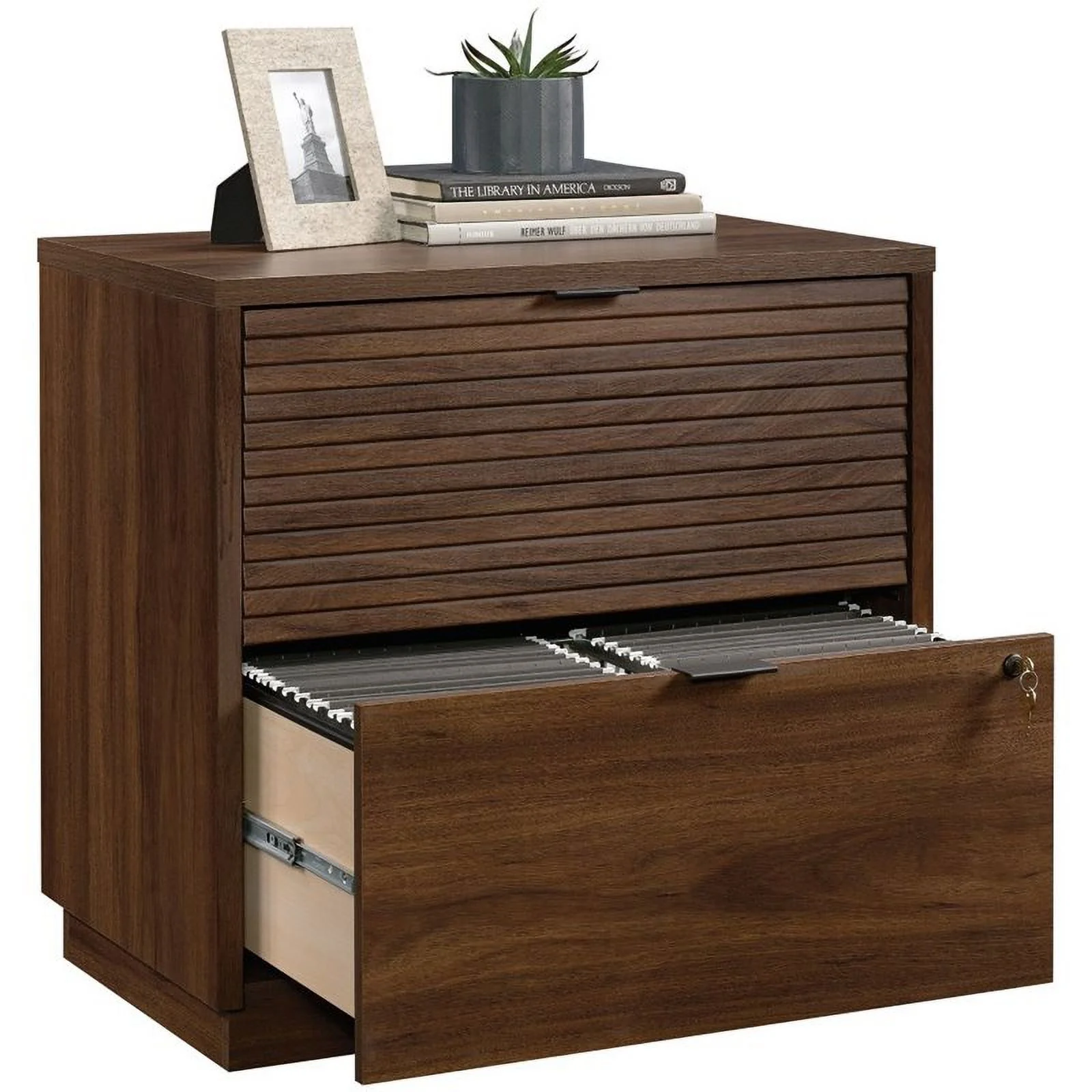 Home Square 2-Piece Set with 2 Drawer Lateral File & Library Hutch