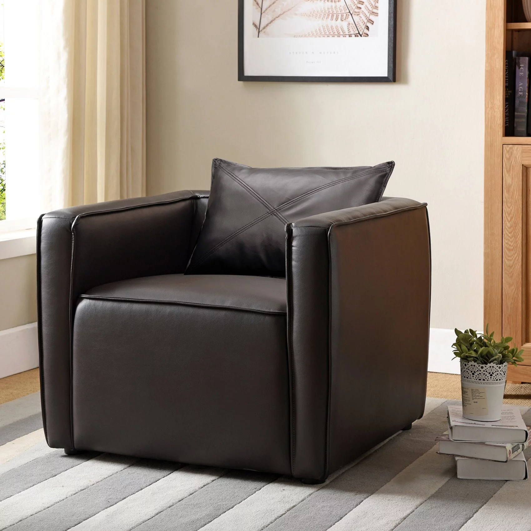 Furniture of America Jier Modern Breathable Vinyl Padded Accent Chair by  Distressed Grey