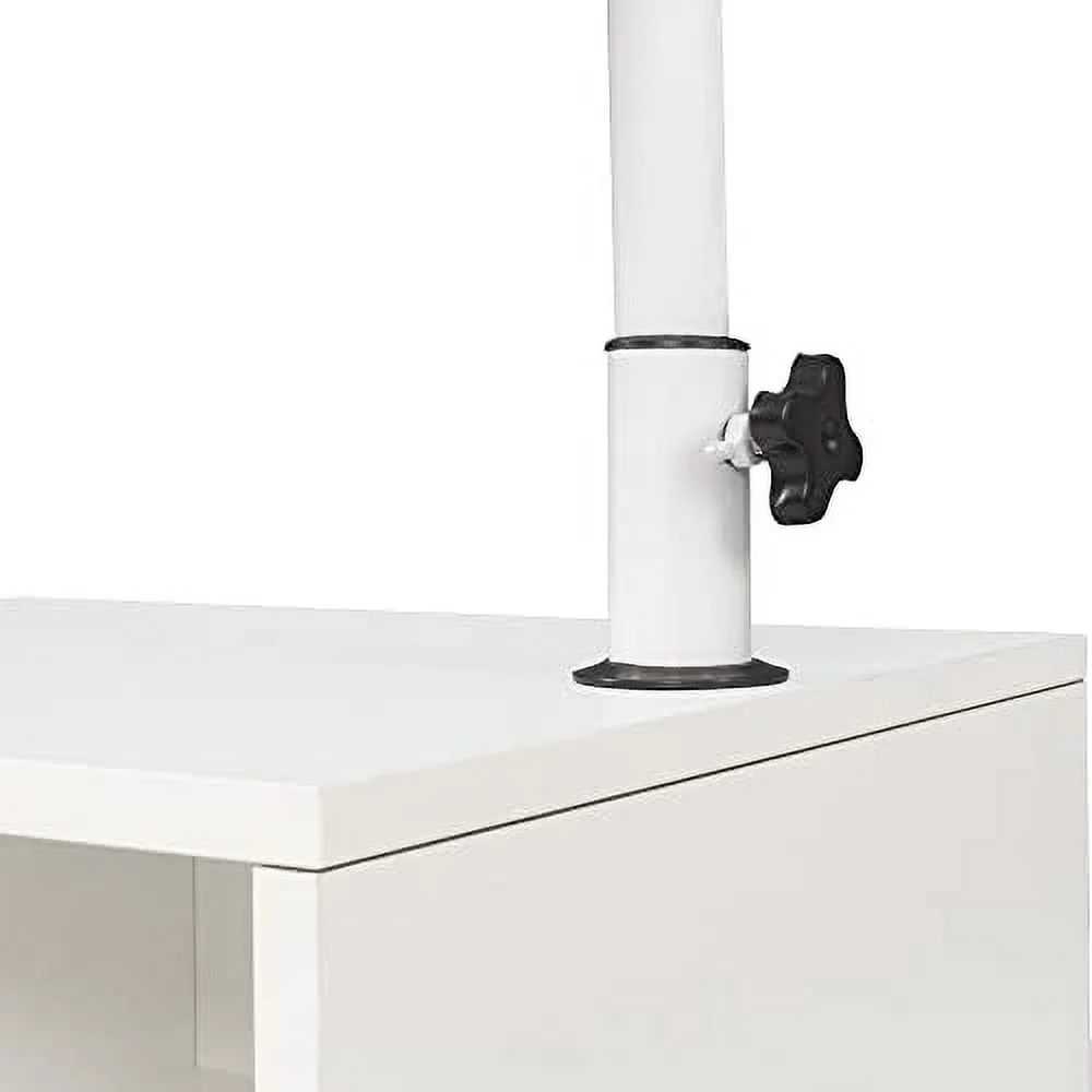 MQLIFEBOOM Height Adjustable Overbed End Table Wooden Nightstand with Swivel Top  Drawers  Wheels and Open  (Black Oak)