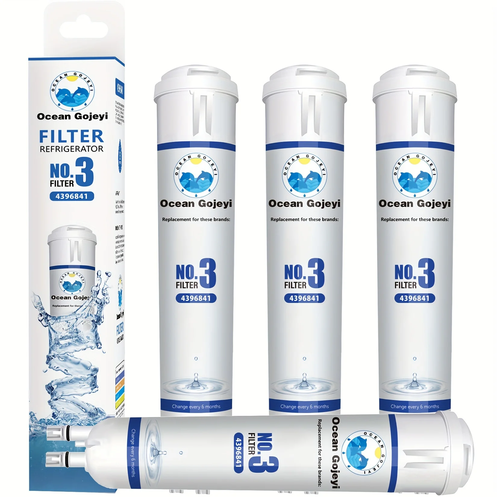DFSDFGF32 4 Pcs Refrigerator Water Filter Compatible With 4396841, 4396710, EDR3RXD1, Filter 3, 9030, 9083, 46-9030, 46-9083
