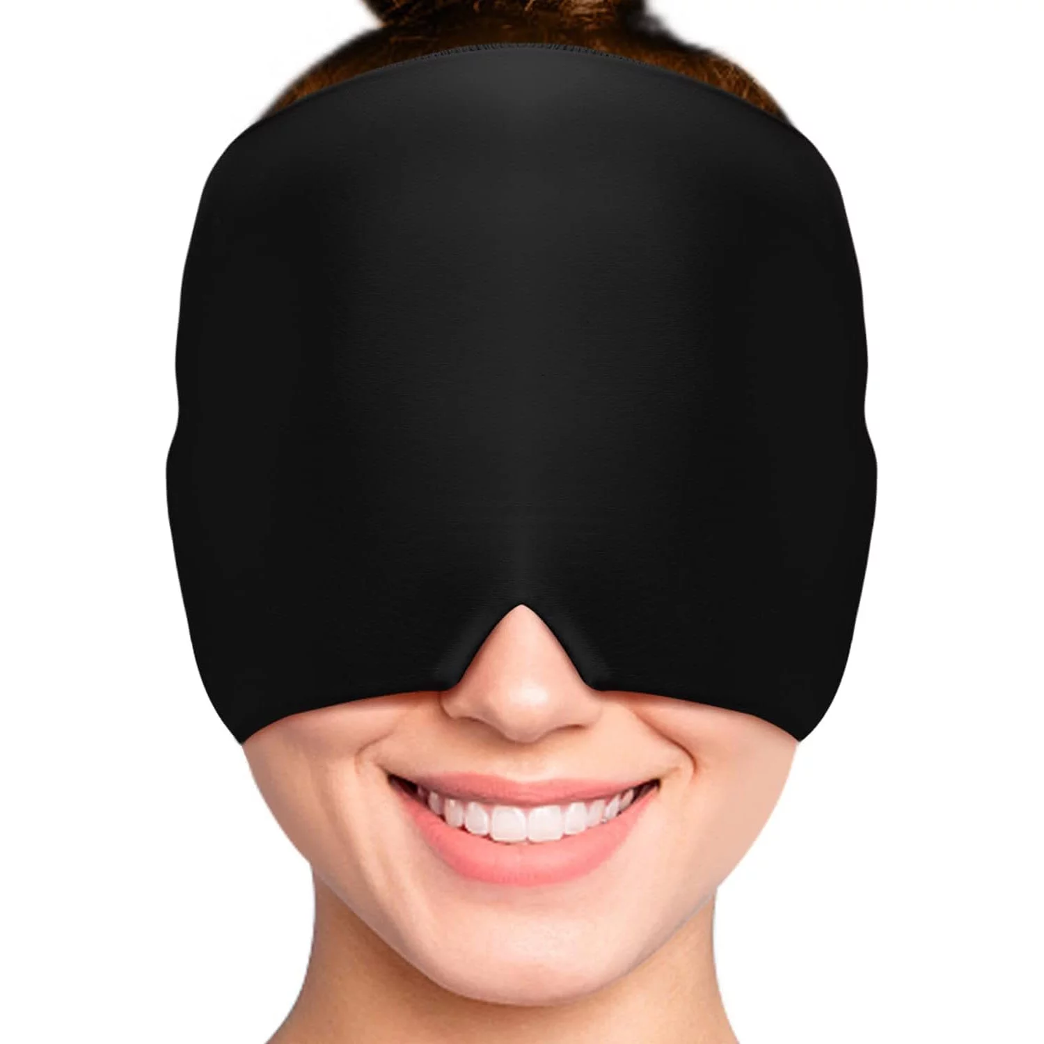 Migraine Relief Cap, Headache Relief Hat Migraine Cap Reusable Cold Therapy, Flexible Ice Head Wrap for Puffy Eyes, Tension, Sinus & Stress Relief (Black)