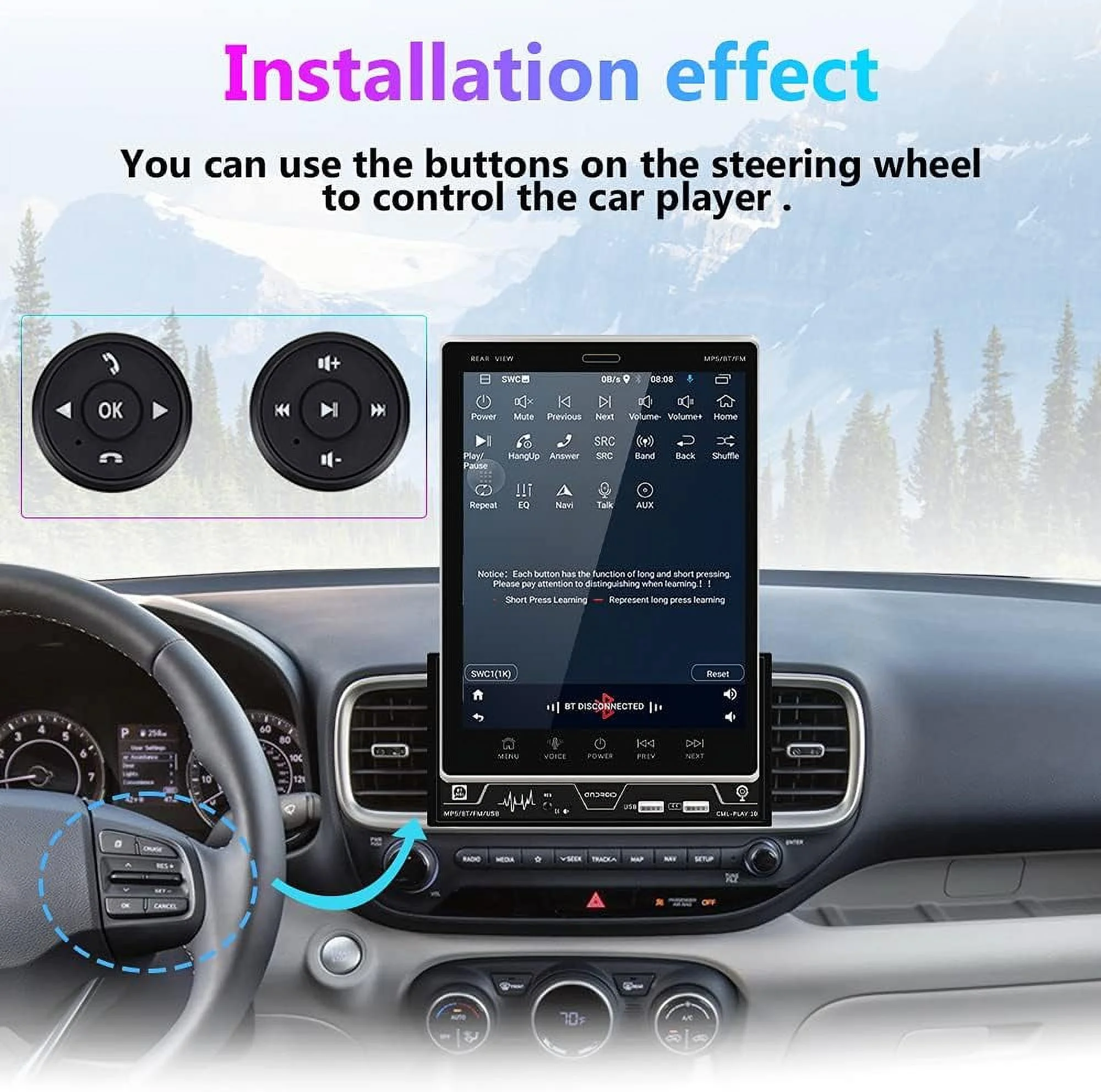 THONZER Android Car Stereo Double Din 9.5'' HD Moving Vertical Touch Screen in Dash Car Radio GPS Navigation Bluetooth, Multi Screen Display, Mirror Link, WiFi, SWC, USB, Rear Camera 2 Din Radio
