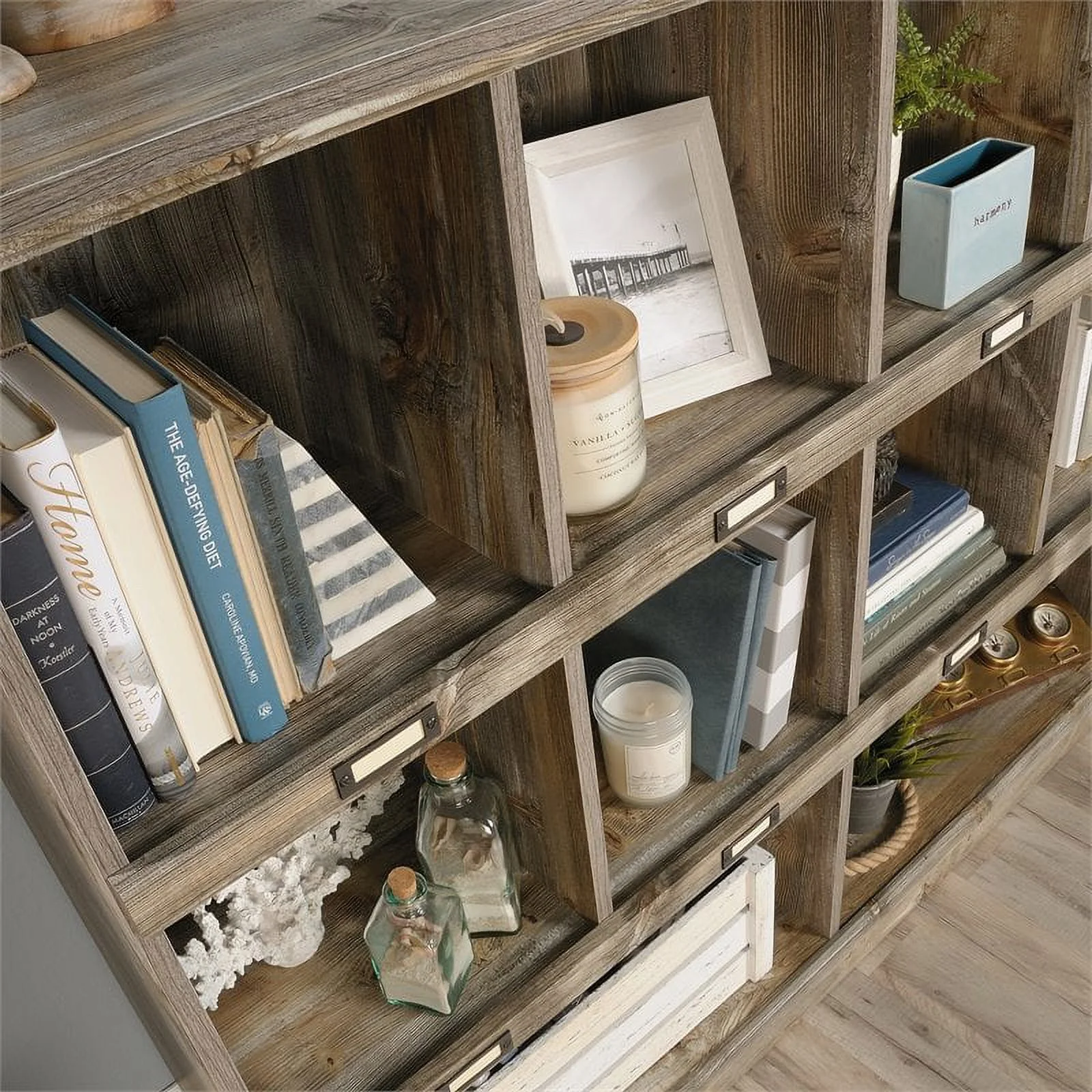 Pemberly Row 10-Cubby Engineered Wood Bookcase in Rustic Cedar/Brown