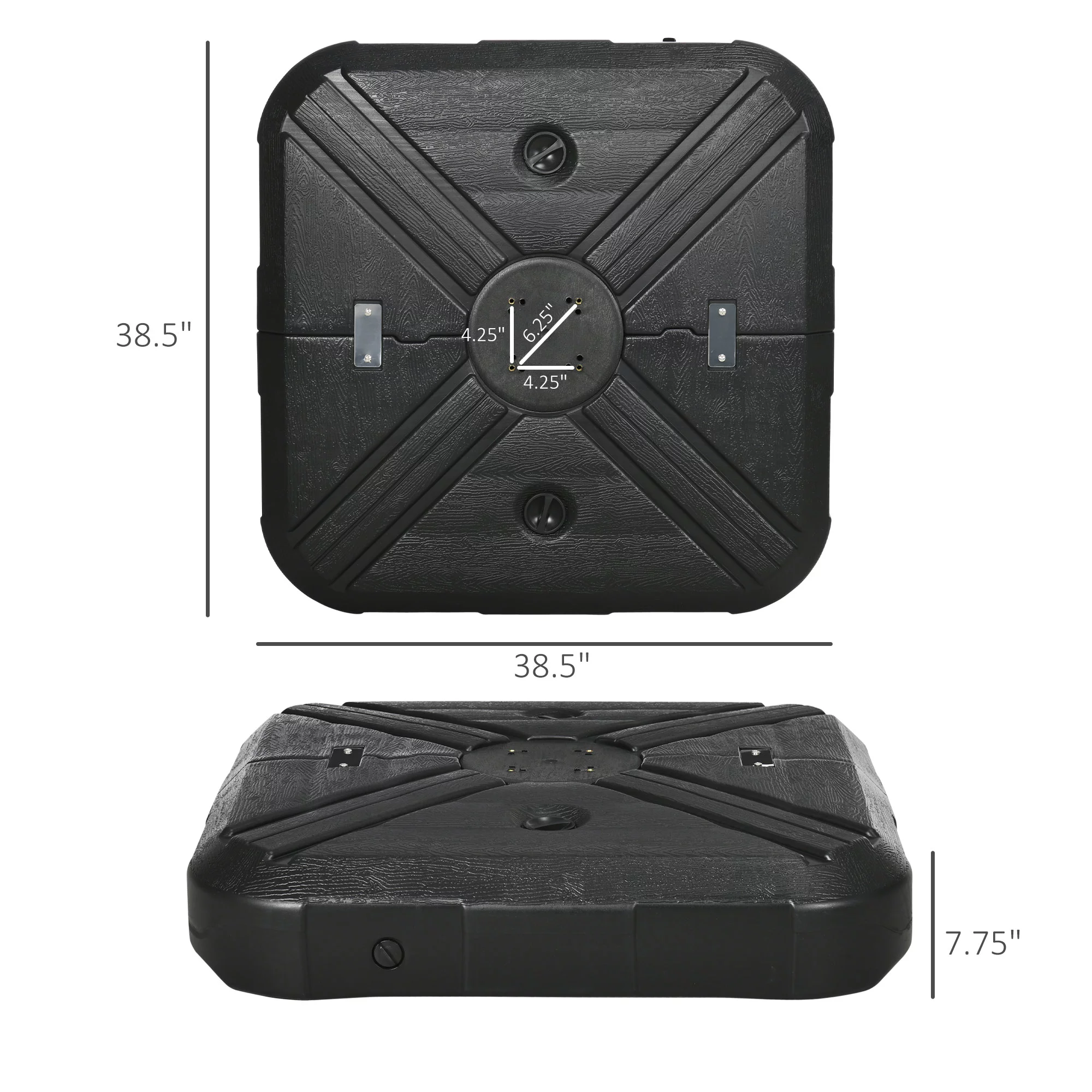 Outsunny Fillable Cantilever Umbrella Base Stand Weights on Wheels, Black