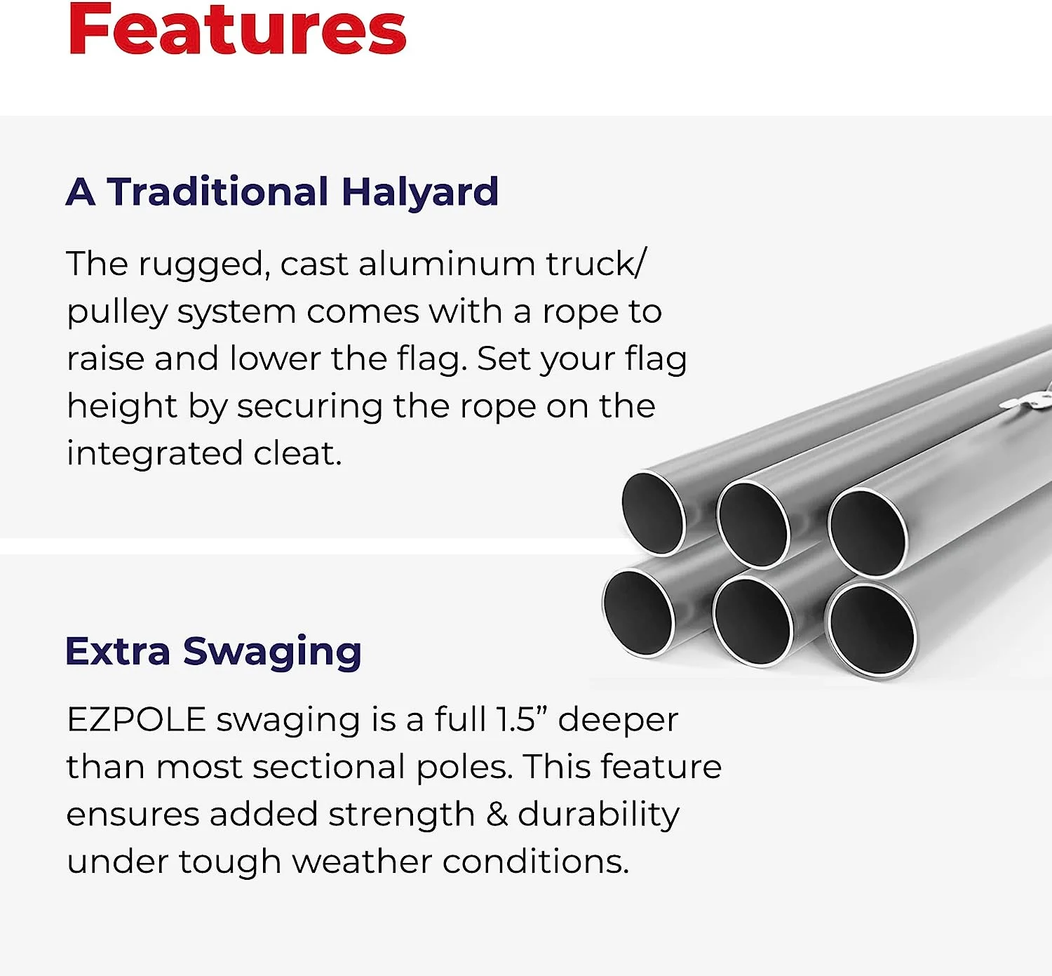 Ezpole All American Silver Sectional Flagpole, 25 foot with 4’ x 6’ Sewn Nylon American Flag, Heavy Duty 14 Gauge Aluminum Sectional Pole, US Flag, Ground Sleeve, and All Hardware. 100% Made in USA