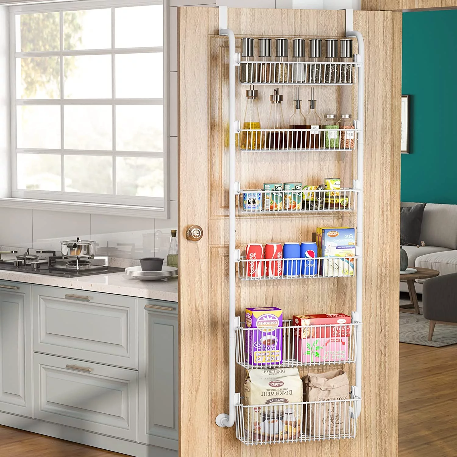 Tribesigns 6-Tier Over the Door Pantry Organizer, Hanging Storage Door Organization, 4x4.72