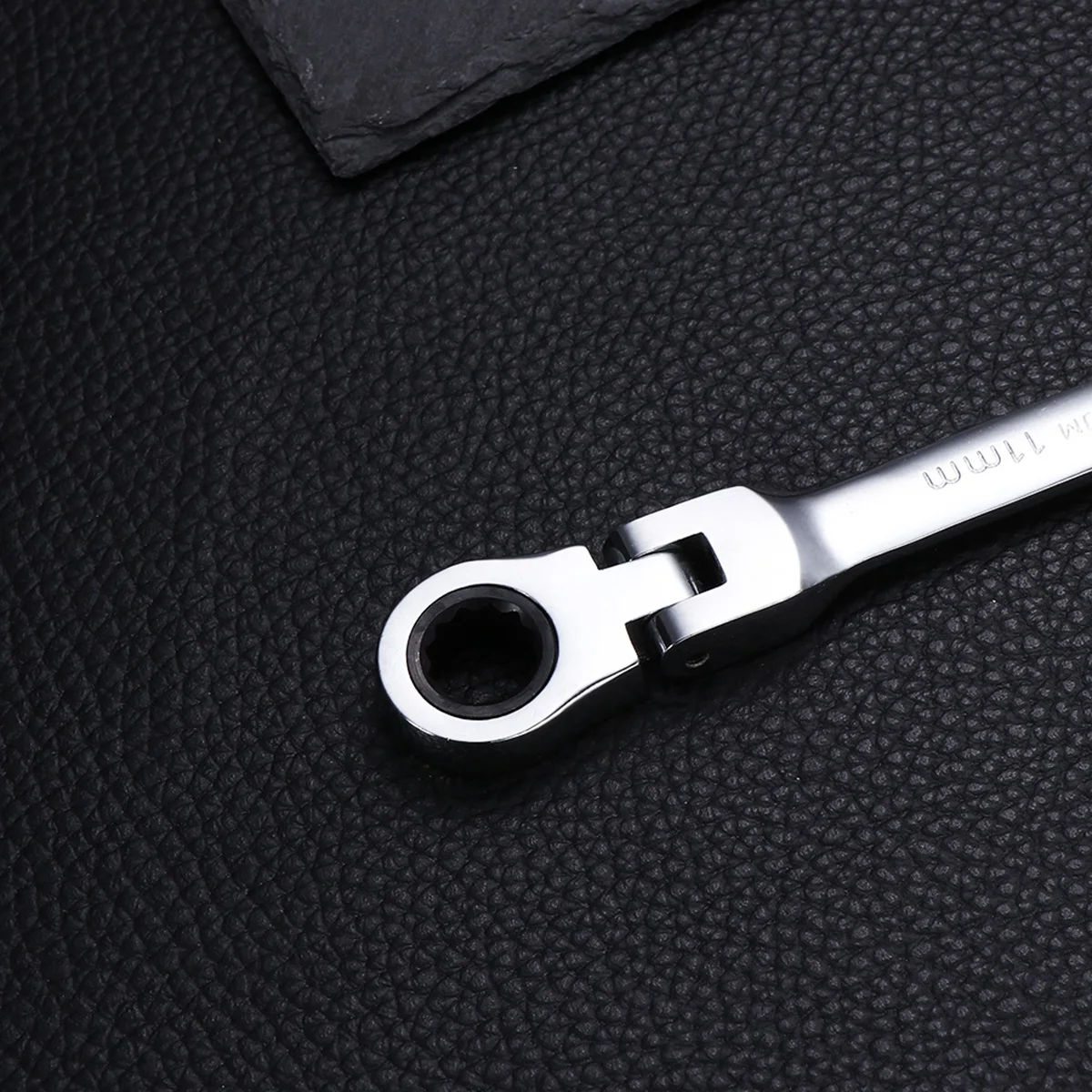 11mm Dual Heads Ratchet 180 Degree Flexible Pivoting Head Adjustable Combination Dicephalous Wrench Spanner (Silver)
