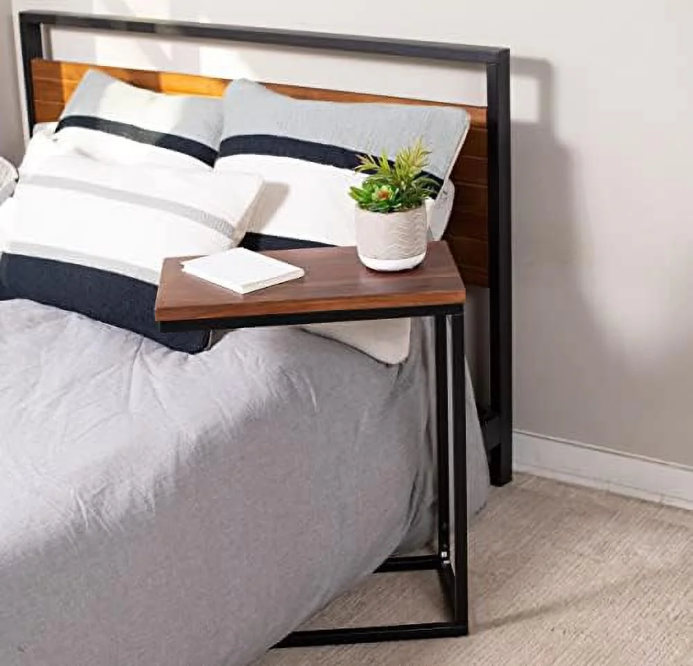 Espresso Wood TV Tray C Shaped Side Table - 26