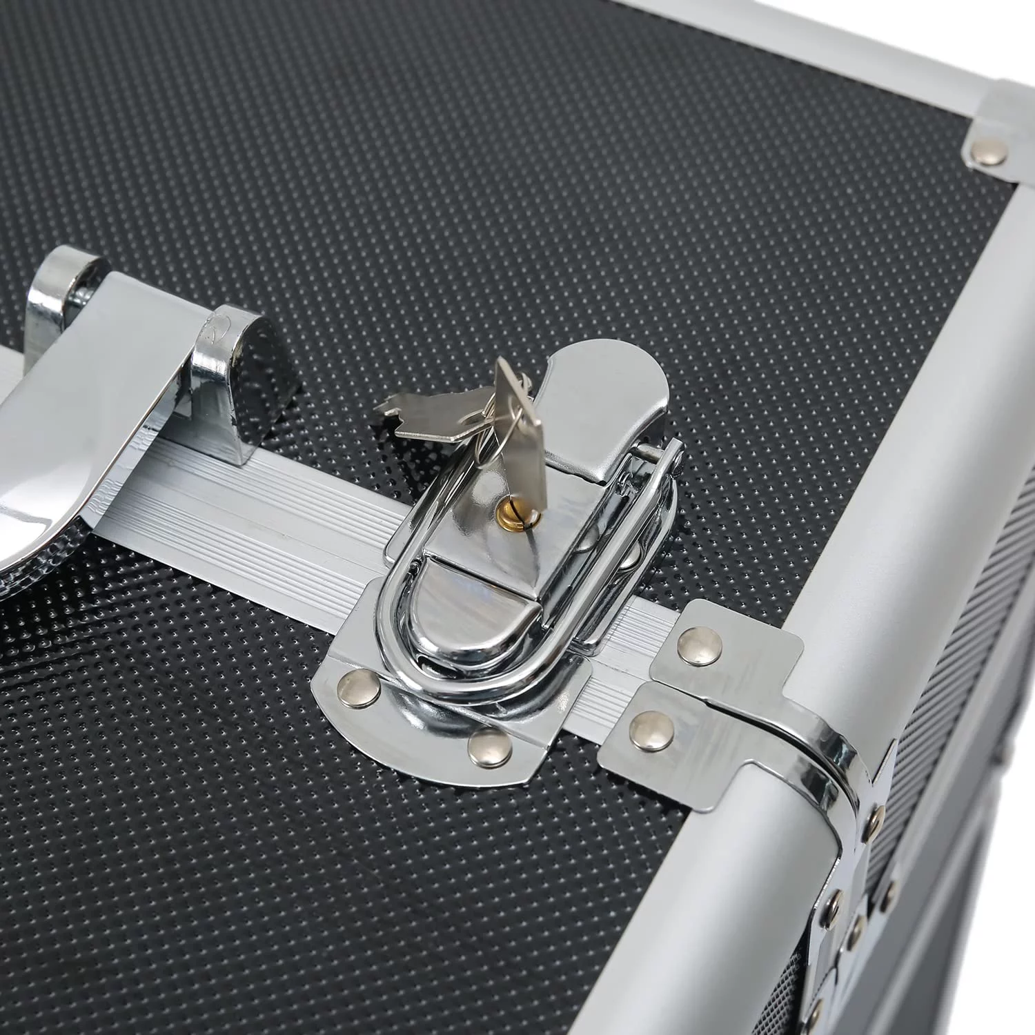 4 in 1 Makeup Train Case, Rolling Cosmetic Trolley Travel Organizer with Key, 360°Swivel Wheels, for Beauticians Hairstylists Nail Tech Students, Black