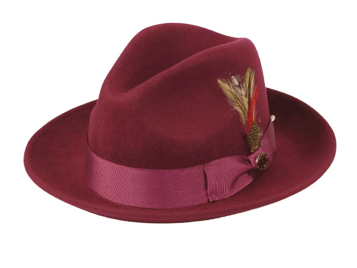 Men Bruno Capelo Hat Australian Wool Fedora Untouchable EXECUTIVE EX324 Burgundy