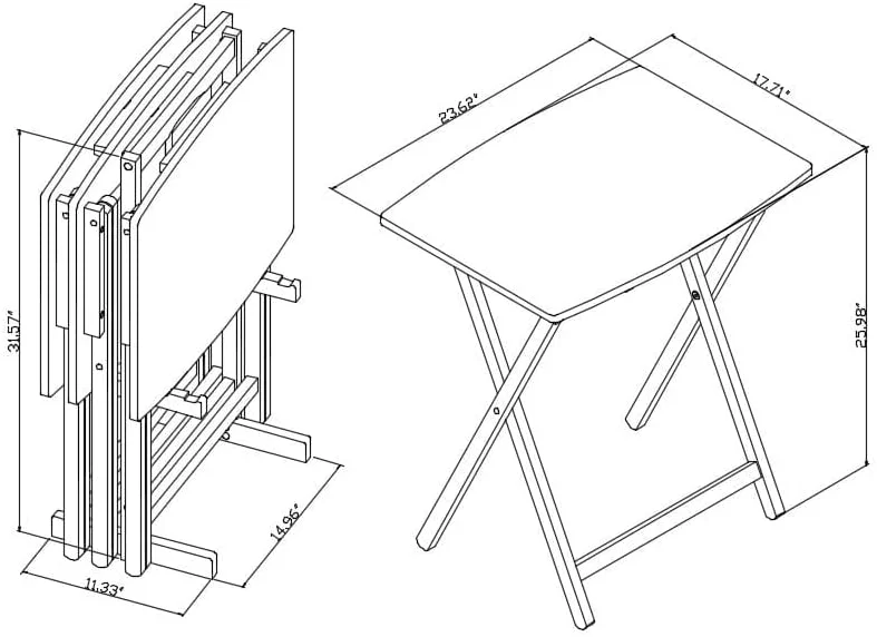 HBBOOMLIFE 5pc XL Oversized Tray Table Set Great for Game   Crafts  Family Gatherings  Off-Kitchen Dining  nightstands  Rustic Grey