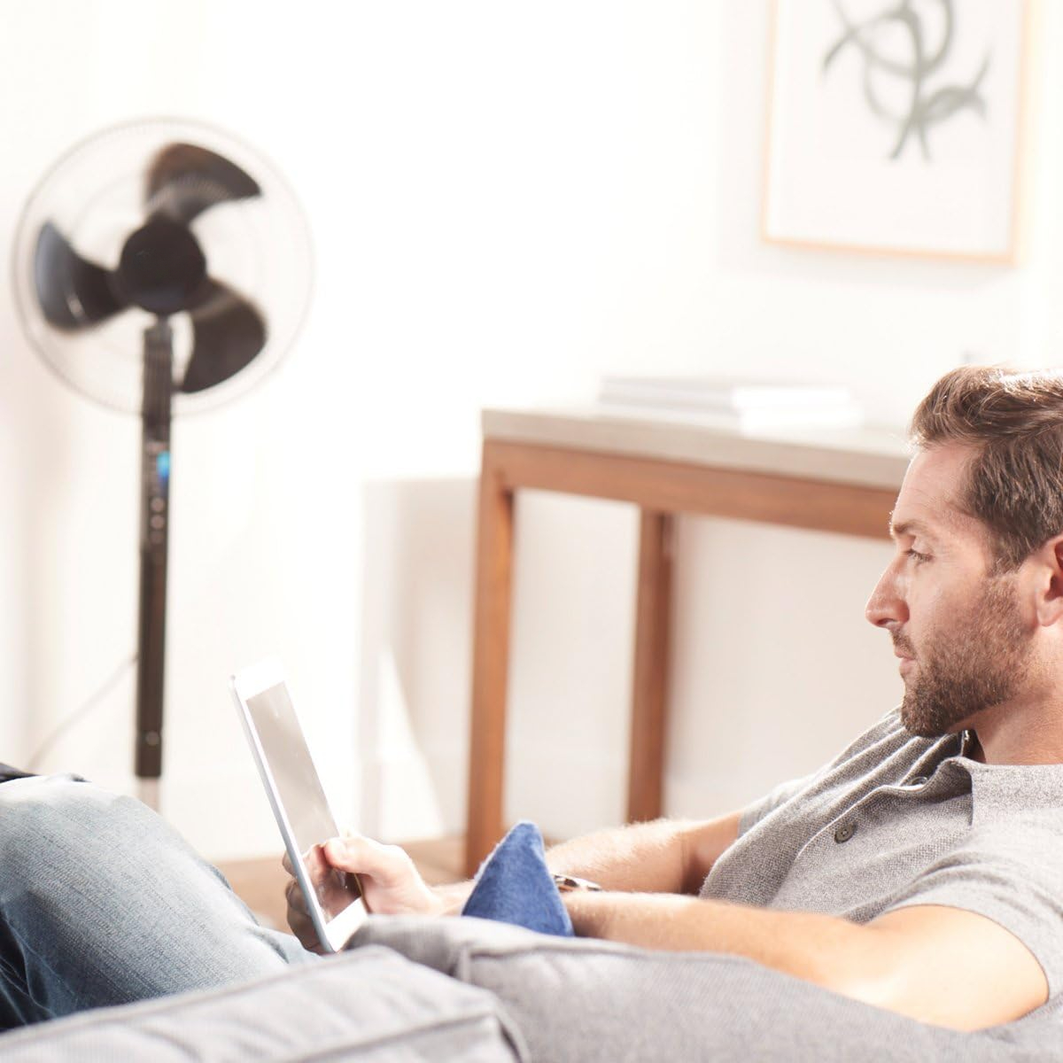 HSF600B Advanced QuietSet 16” Whole Room Stand Fan, Black – Ultra Quiet Pedestal Fan with Remote Control, Oscillation and 5 Power Settings