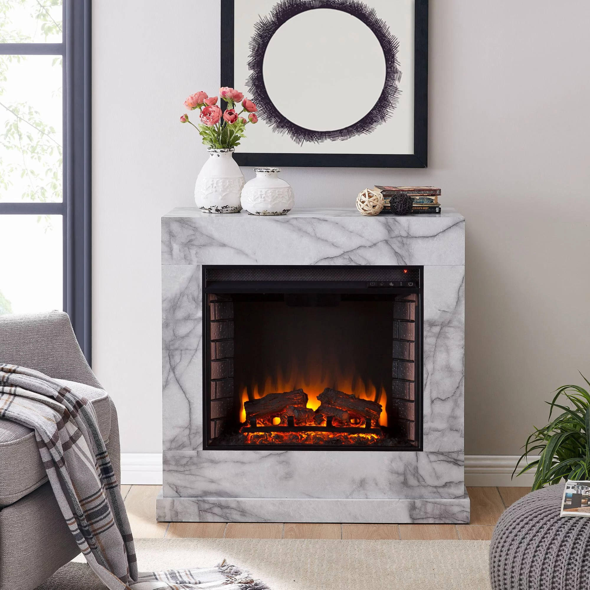 SEI Dendale Faux Marble Fireplace