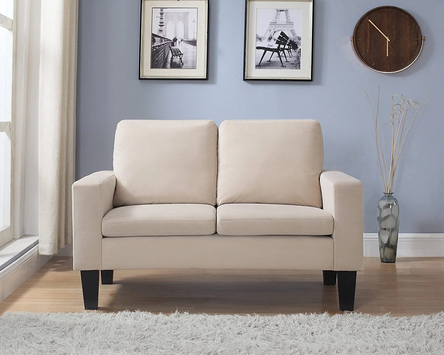 Sarah Microfiber Loveseat, Beige