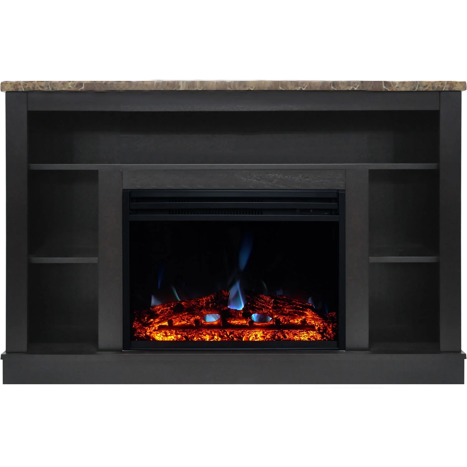 Cambridge Seville Electric Fireplace Heater with 47-In. Black TV Stand, Enhanced Log Display, Multi-Color Flames, and Remote Control