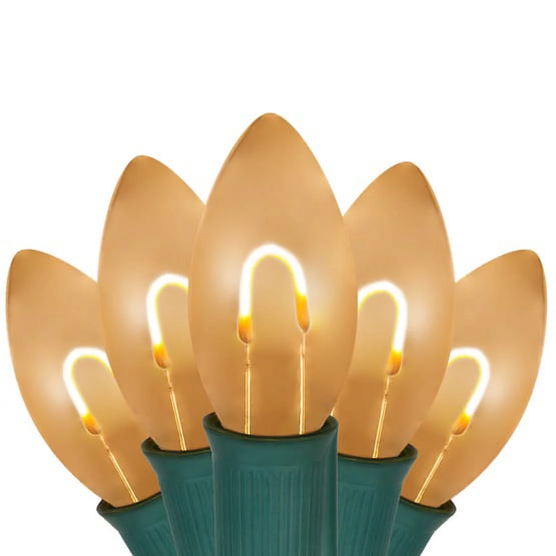 Wintergreen Lighting C9 LED FlexFilament Christmas Lights, Outdoor Vintage Filament Christmas Lights, Green Wire, Warm White PET Bulbs, 15 Lights, 15 ft