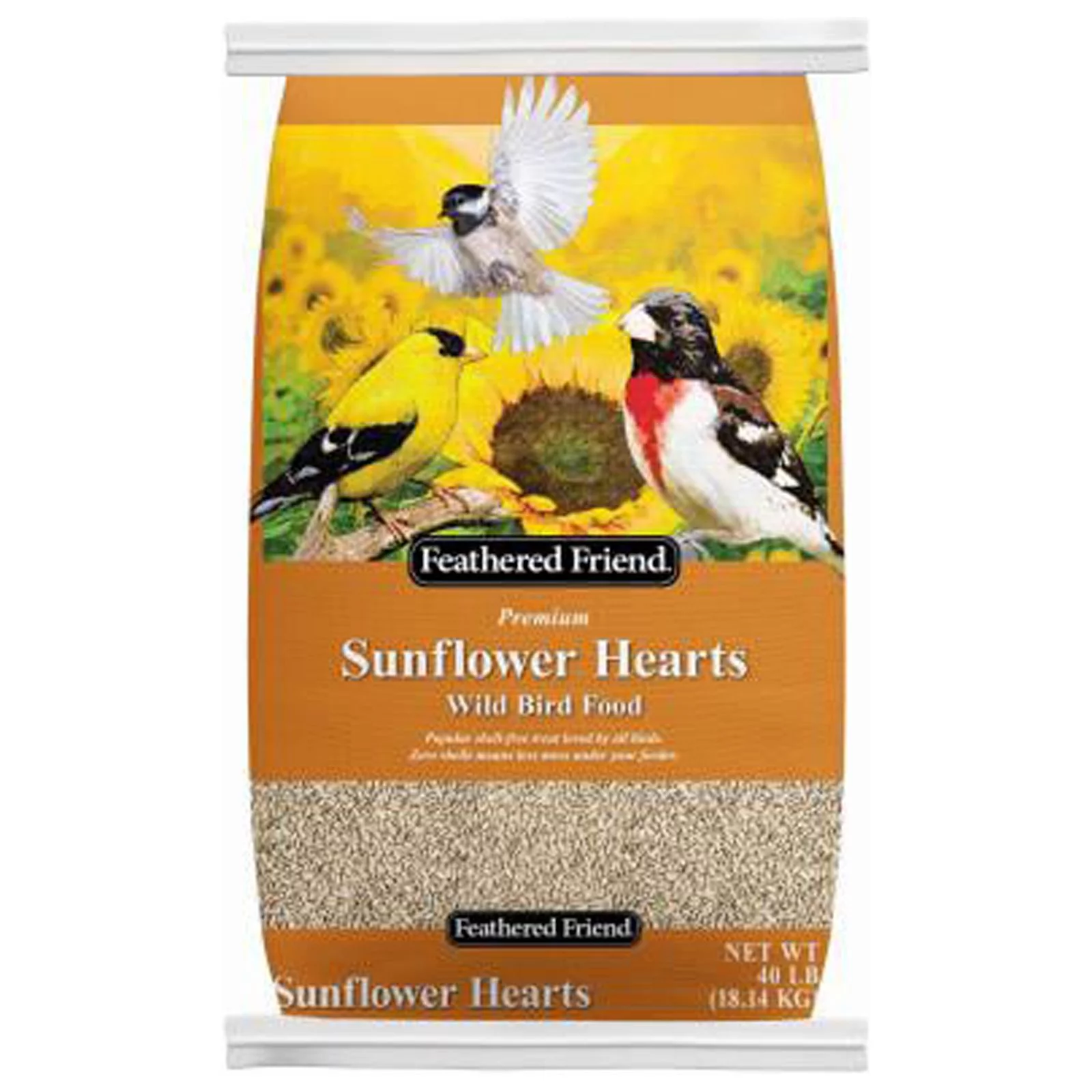 Feathered Friend 14415 Sunflower Hearts Wild Bird Food, 40 Lb. Bag - Quantity 1