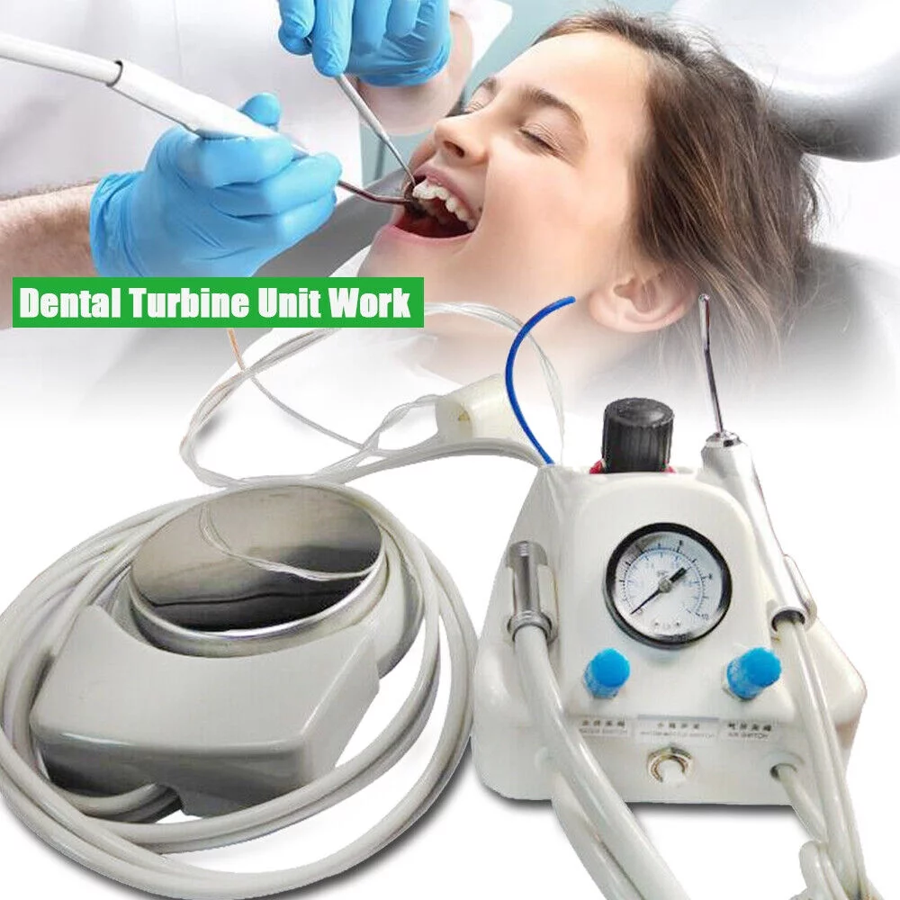 SHZICMY 4-Hole Dental Lab Portable Air Turbine Unit Compressor Delivery Unit Machine Portable Dental Turbine Unit Work For Air Compressor 3 way Syringe Handpiece