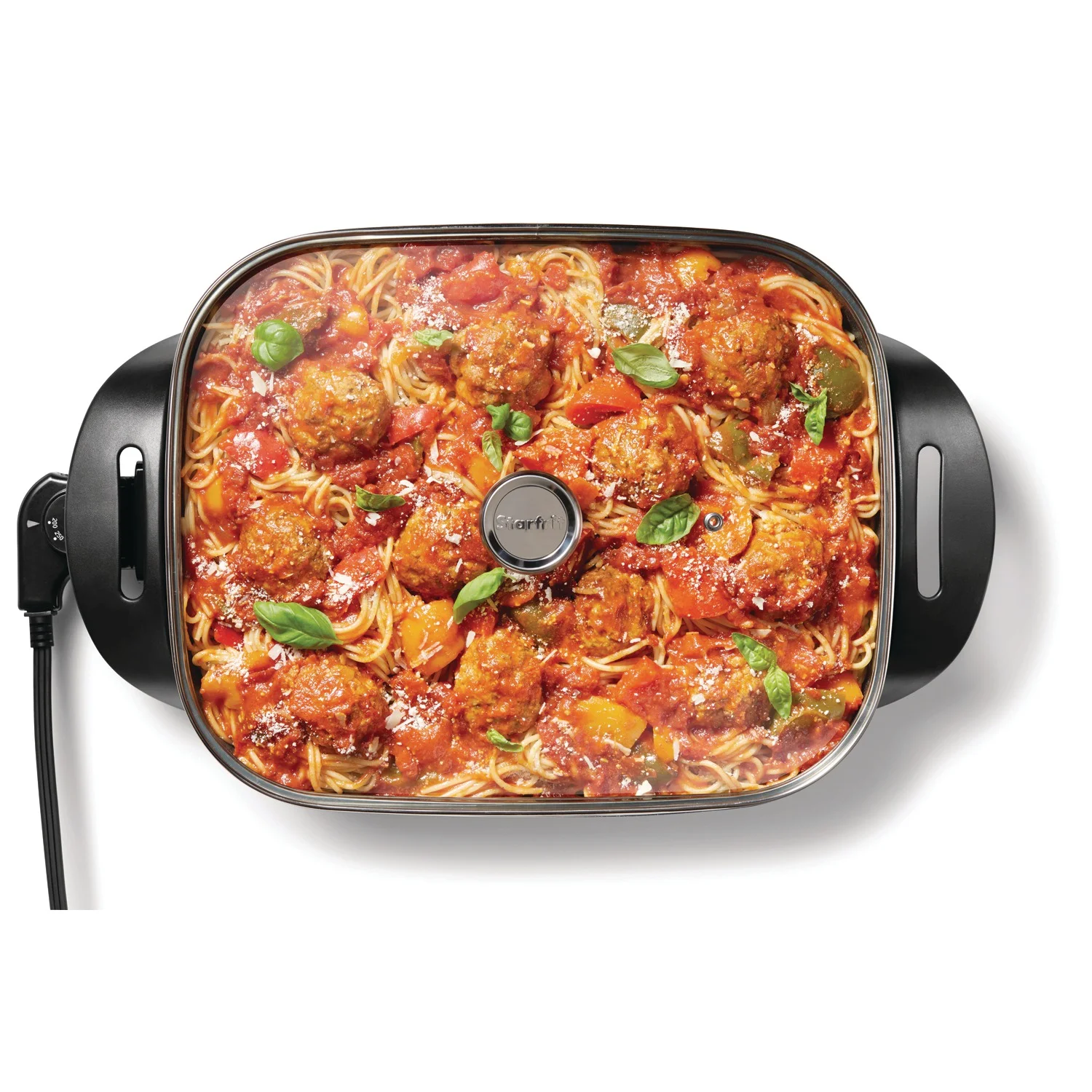 THE ROCK by Starfrit 024401-002-0001 THE ROCK by Starfrit 12-Inch x 15-Inch 1,200-Watt Extra-Large Electric Skillet with Glass Lid