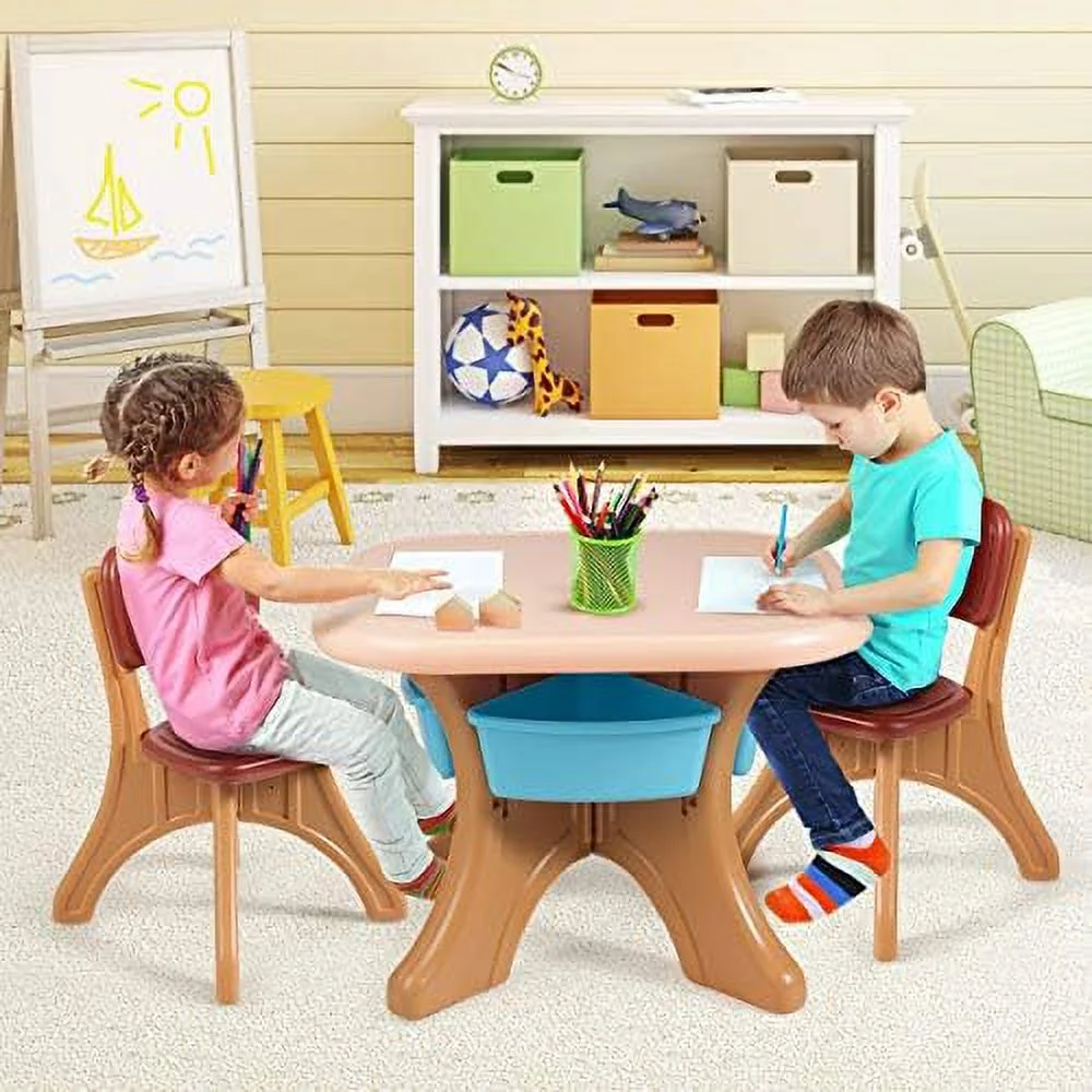 CHGTYS Table and Chair Set  3 Piece Activity Table w/Detachable Toy  Bins & 2 Chairs for Children Reading Art Craft  Strong Bearing Capacity  Lightweight for Toddler  Green