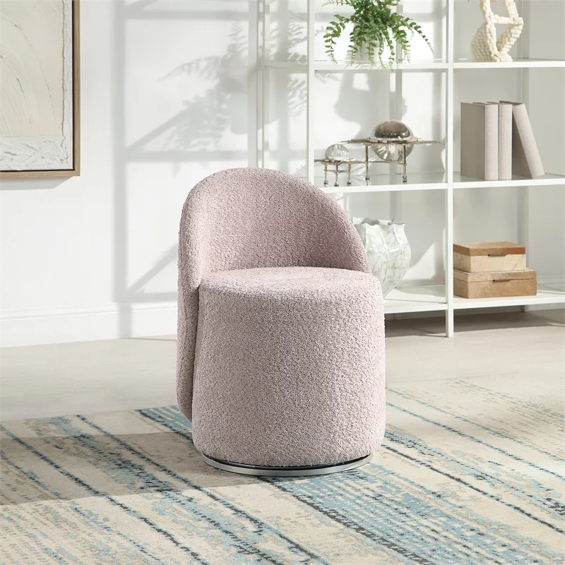 Lystra Swivel Vanity Chair in Dusty Rose Fabric - Fully Assembled