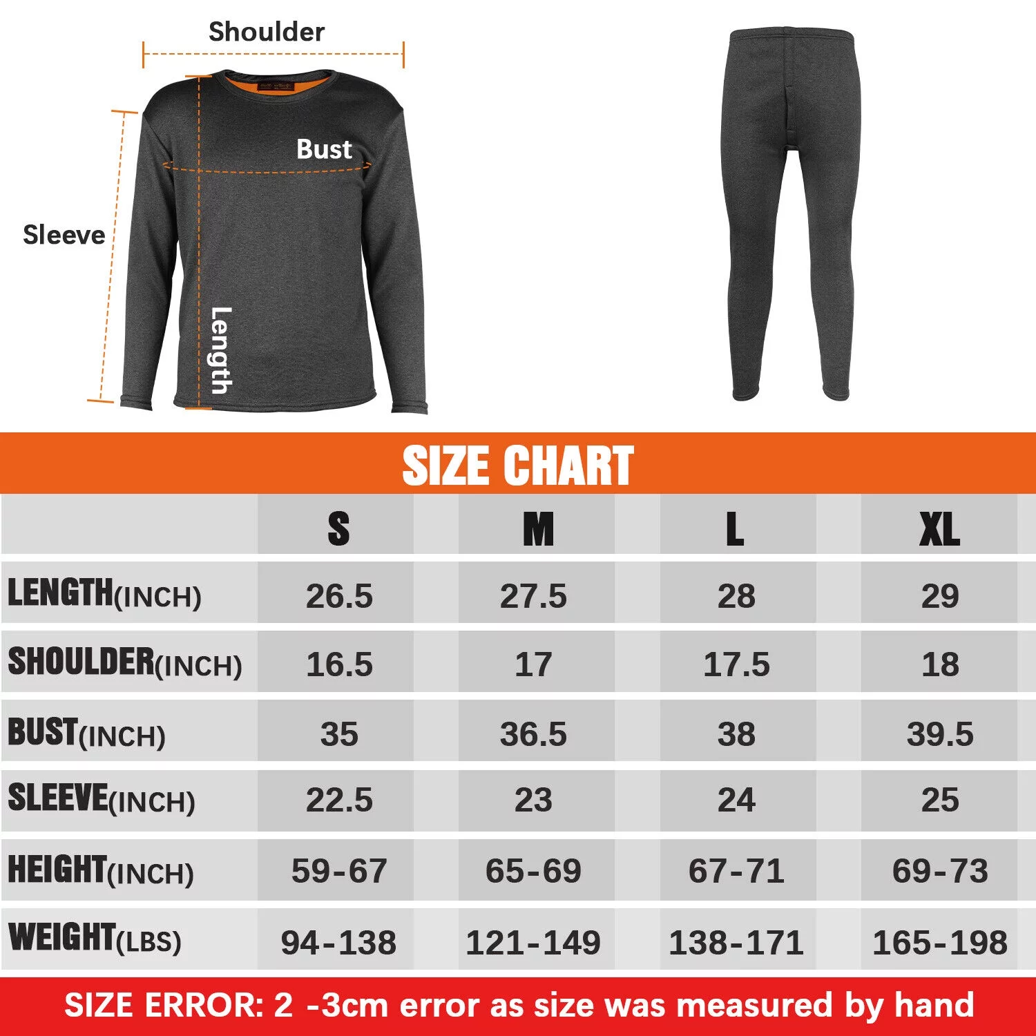 Mens Fleece Lined Thermal Long Johns Top Bottom Underwear Set Winter Pants Shirt